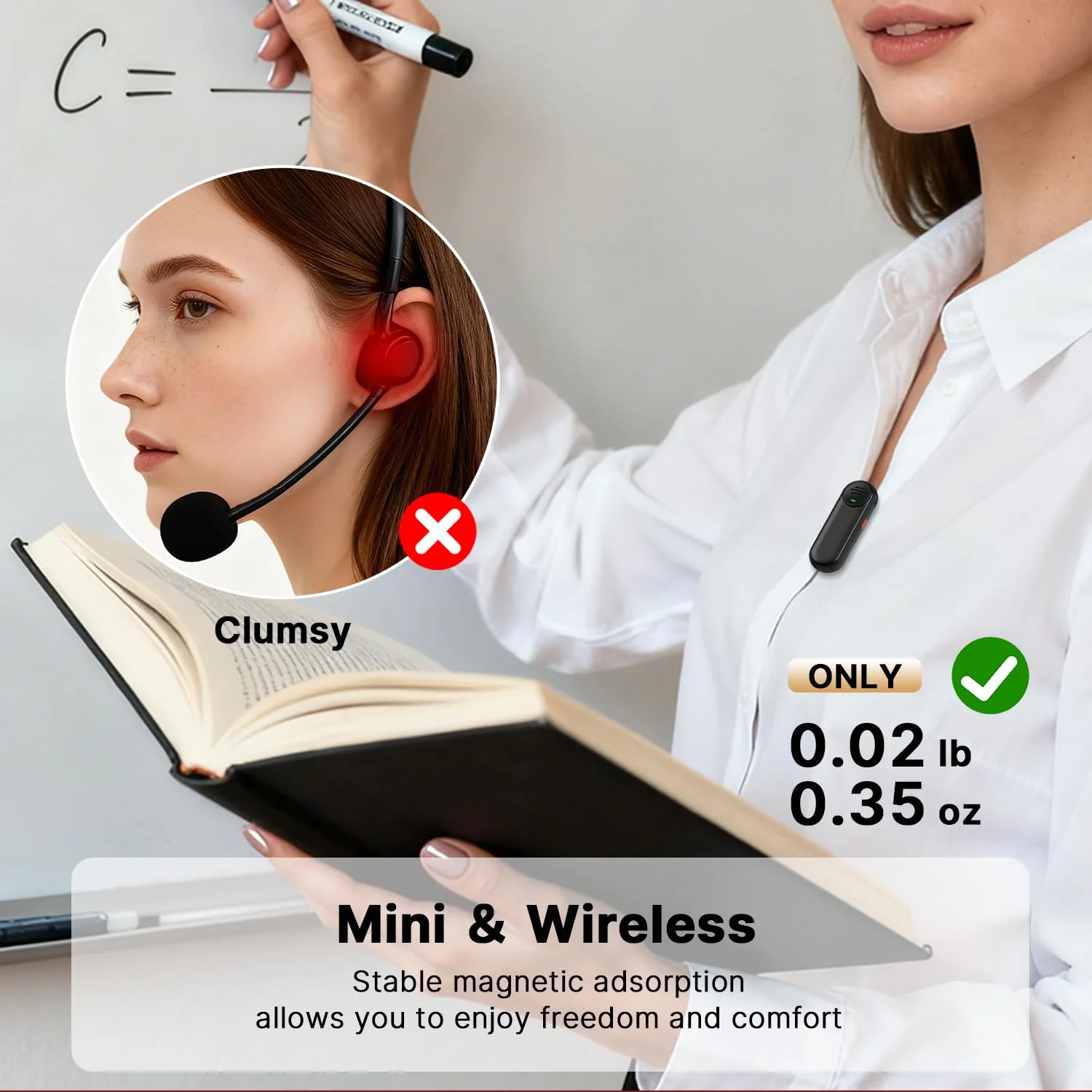 yAyusi Wireless Voice Amplifier for Teachers with 2 Magnetic Lavalier Mics, Hands Free Mini Portable Microphone and Speaker with Lanyard, Rechargeable Teacher Microphones for Classroom/Meetings/Speech - Image 3