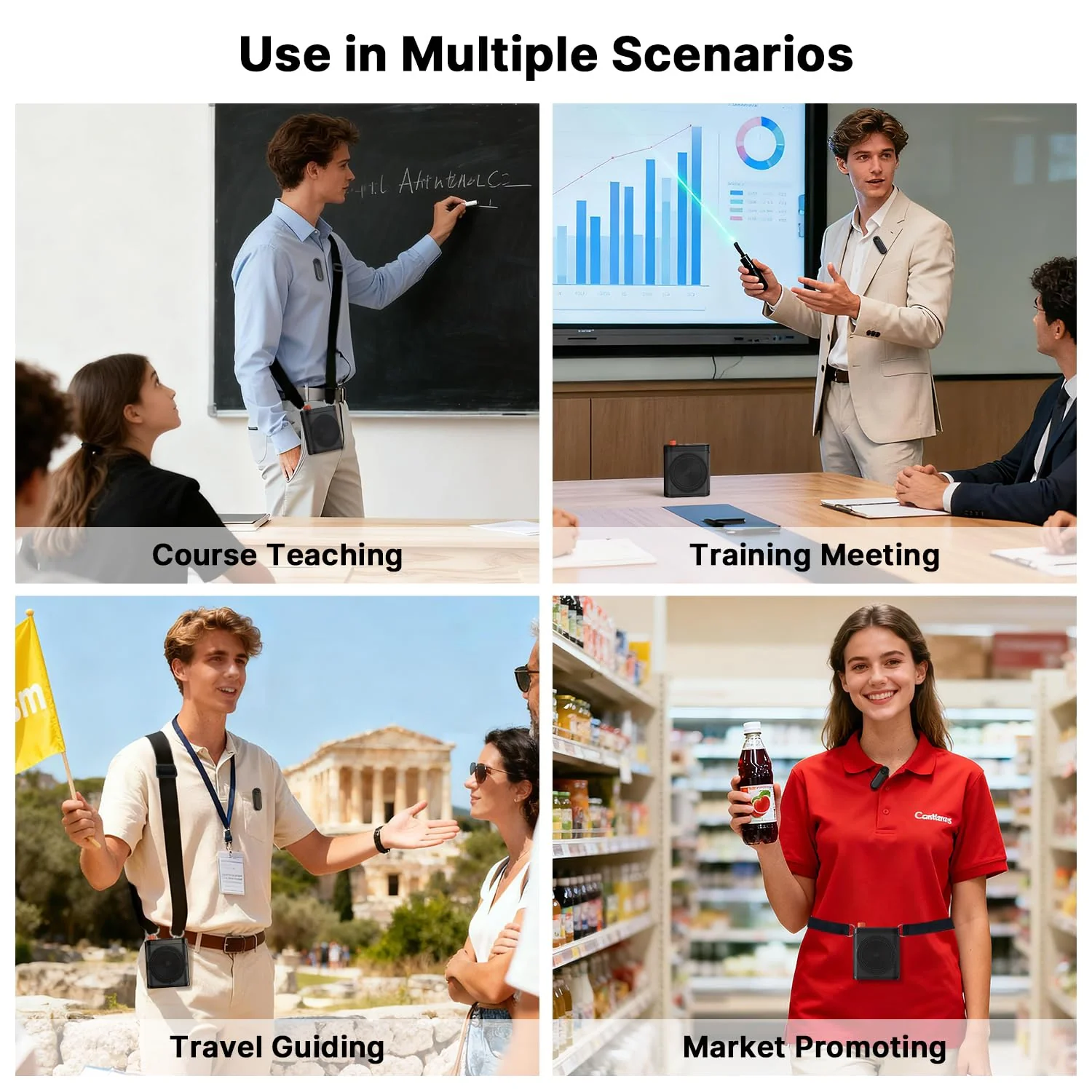 yAyusi Wireless Voice Amplifier for Teachers with 2 Magnetic Lavalier Mics, Hands Free Mini Portable Microphone and Speaker with Lanyard, Rechargeable Teacher Microphones for Classroom/Meetings/Speech - Image 5