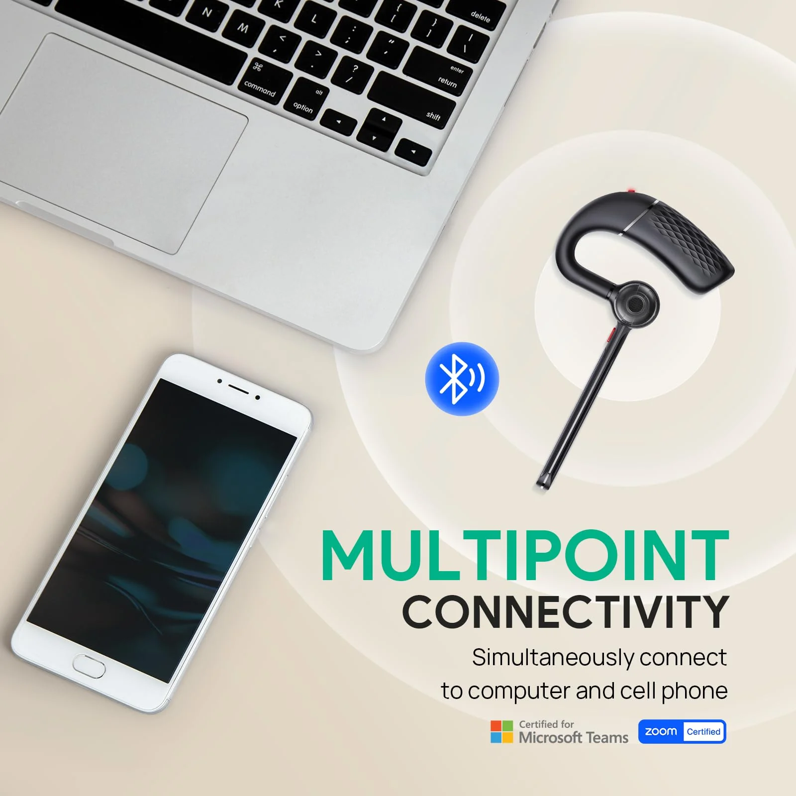 Yealink BH71 Lite Bluetooth Headset,Wireless Earpiece with 4 Noise Cancelling Microphone,10H Talk Time, Adjustable Ear Hook,Bluetooth Earphones for Cell Phone,Driving,Office Work - Image 7