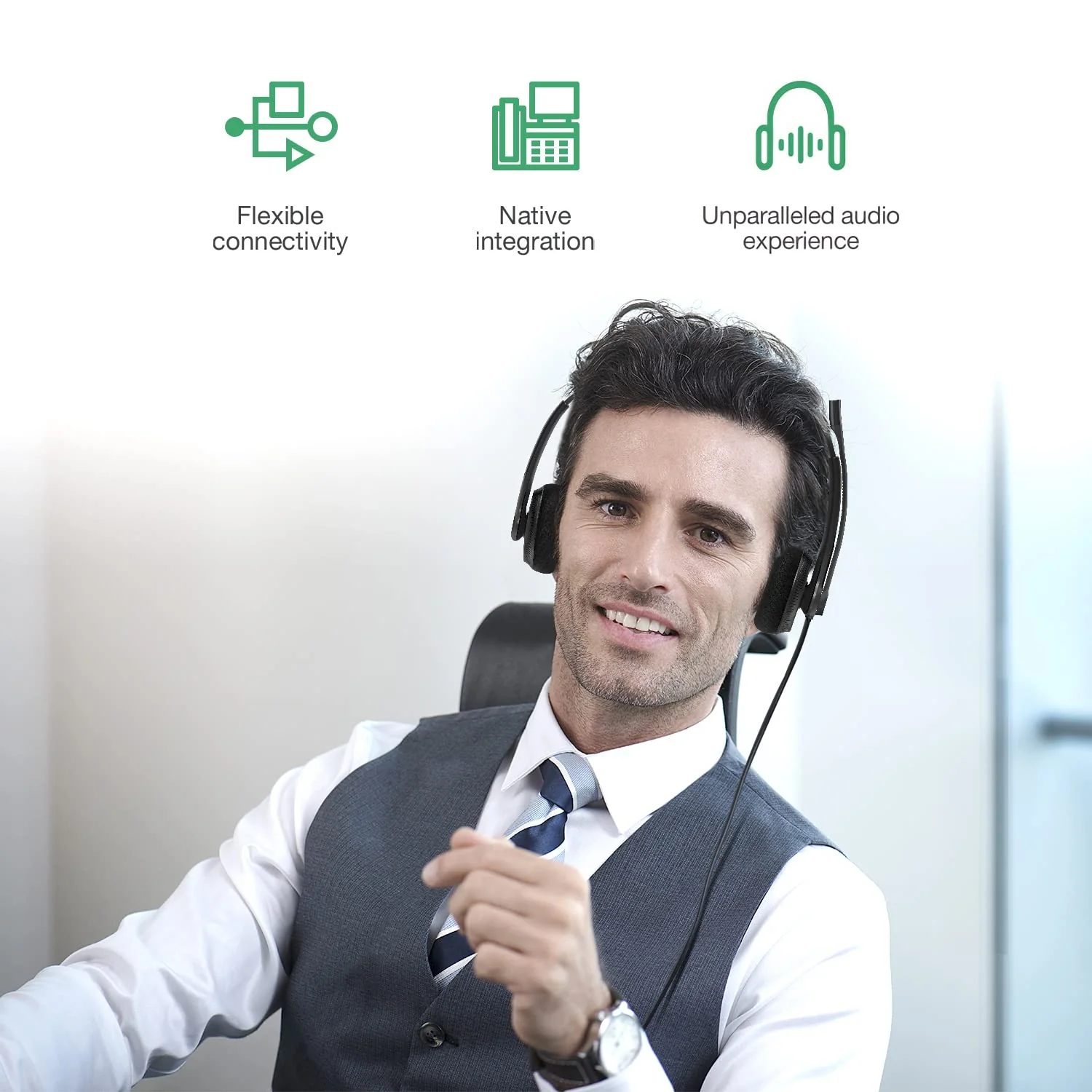 Yealink Phone Headsets for Office Phones YHS34 Lite QD to RJ9 Wired Headset Compatible with Poly Snom Grandstream Phones Desk Landline Headset with Microphone -Mono/68g/2.1m Cable Foamy Ear Cushions - Mono Compatible with Yealink|Poly|SNOM|Grandstream - Image 7