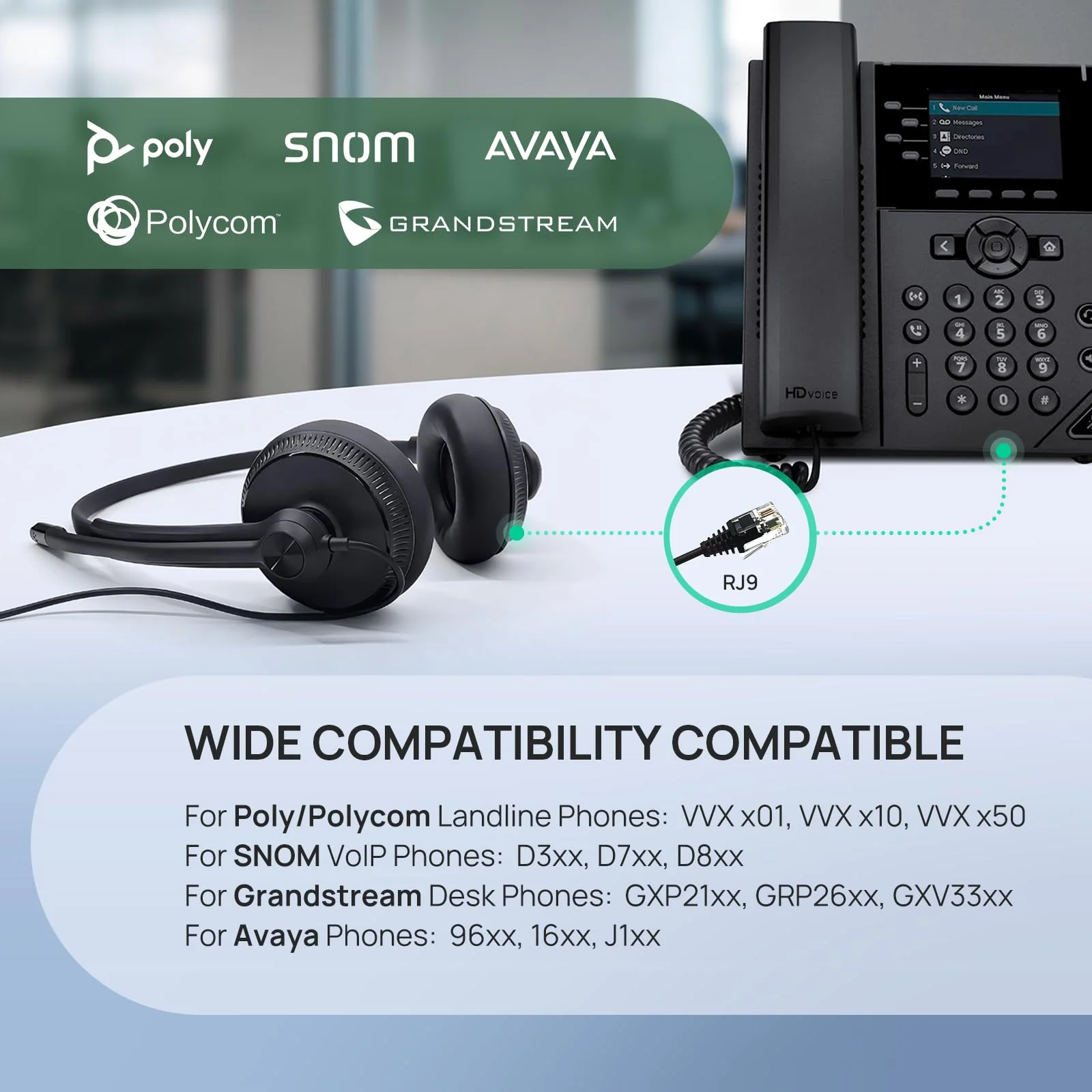 Yealink Phone Headsets for Office Phones YHS34 QD to RJ9 Wired Headset Compatible with Poly Snom Grandstream Phones Desk Landline Headset with Microphone -Mono/72g/2.1m Cable Mono Convenient-YHS34 - Image 3