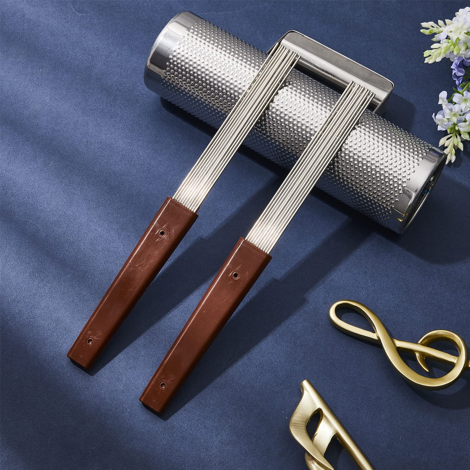 Yeshone 2 Pcs Guiro Scraper Comb Style Scraper 12 Inch Professional Scraper Stainless Steel Guiro Percussion Guiro Dominicana Instruments Equipped with 11 Steel Rods, Gifts for Christmas - Image 7