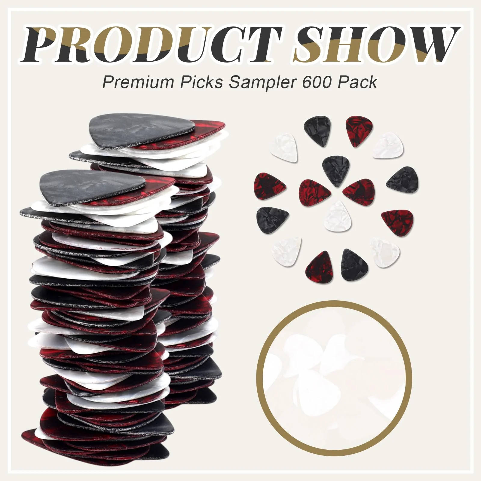 Yeshone 600 Pcs Guitar Picks Bulk Celluloid Picks Plectrums for Electric Acoustic Guitar Thin Medium Heavy Plectrums(3 Colors,0.46, 0.71, 0.96 mm) 0.46, 0.71, 0.96 mm 3 Colors - Image 3