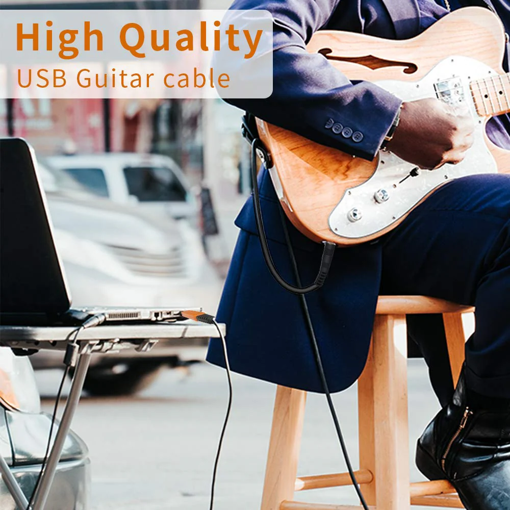 YESPURE USB Guitar Cable 10Ft, USB Guitar Interface Male to 6.35mm 1/4 inch Gold-Plated TS Mono Plug,Recording Cable Compatible with PC, Mac, Xbox, PS4, PS3,PS2 Black 2 - Image 3