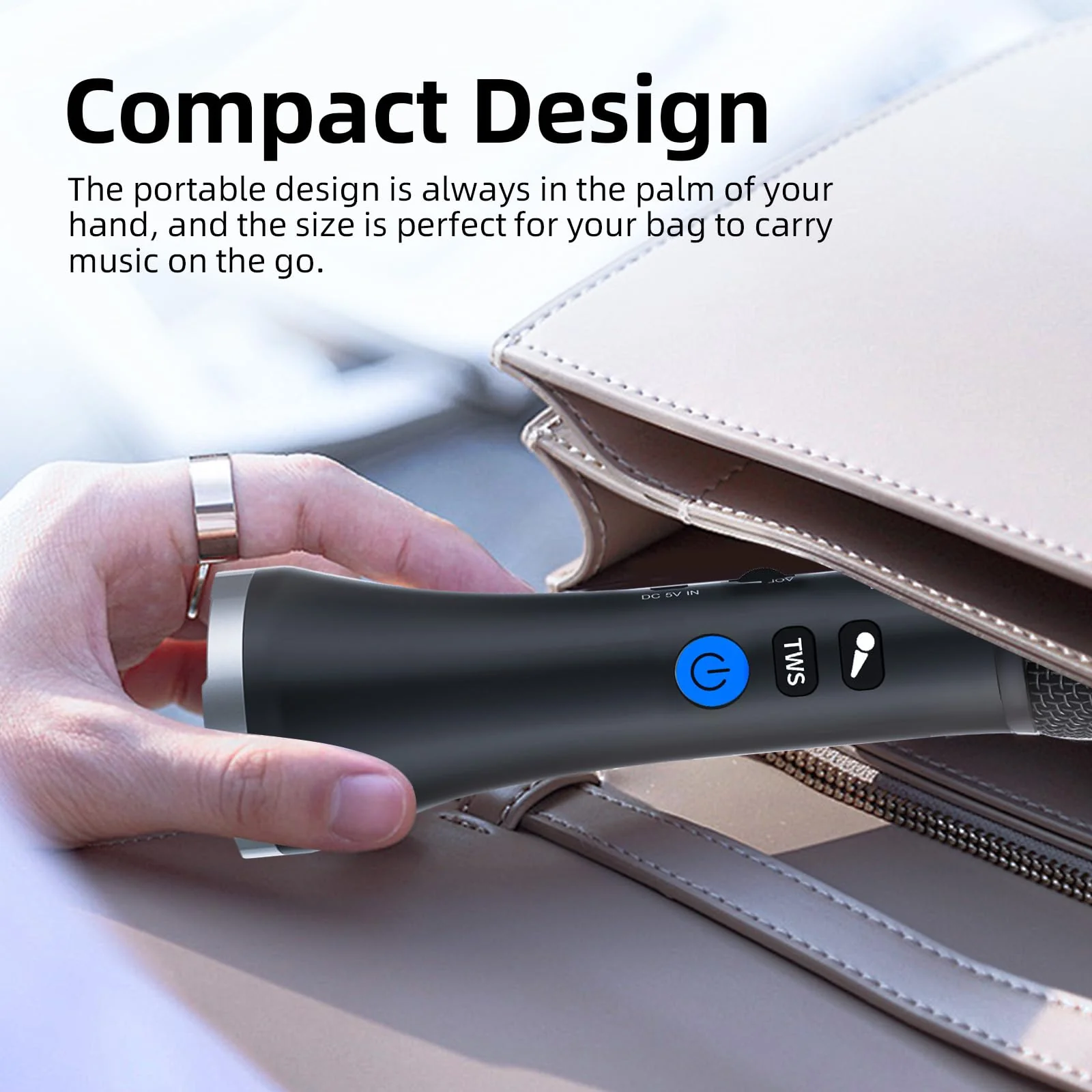YF79 Wireless Bluetooth Microphone with 20W High Power, DSP Chip for Clear Sound, Dual Mic Connectivity for Duet Singing, One-Click Vocal Reduction for Karaoke, Portable Design with Loud Volume(Black) Black - Image 8