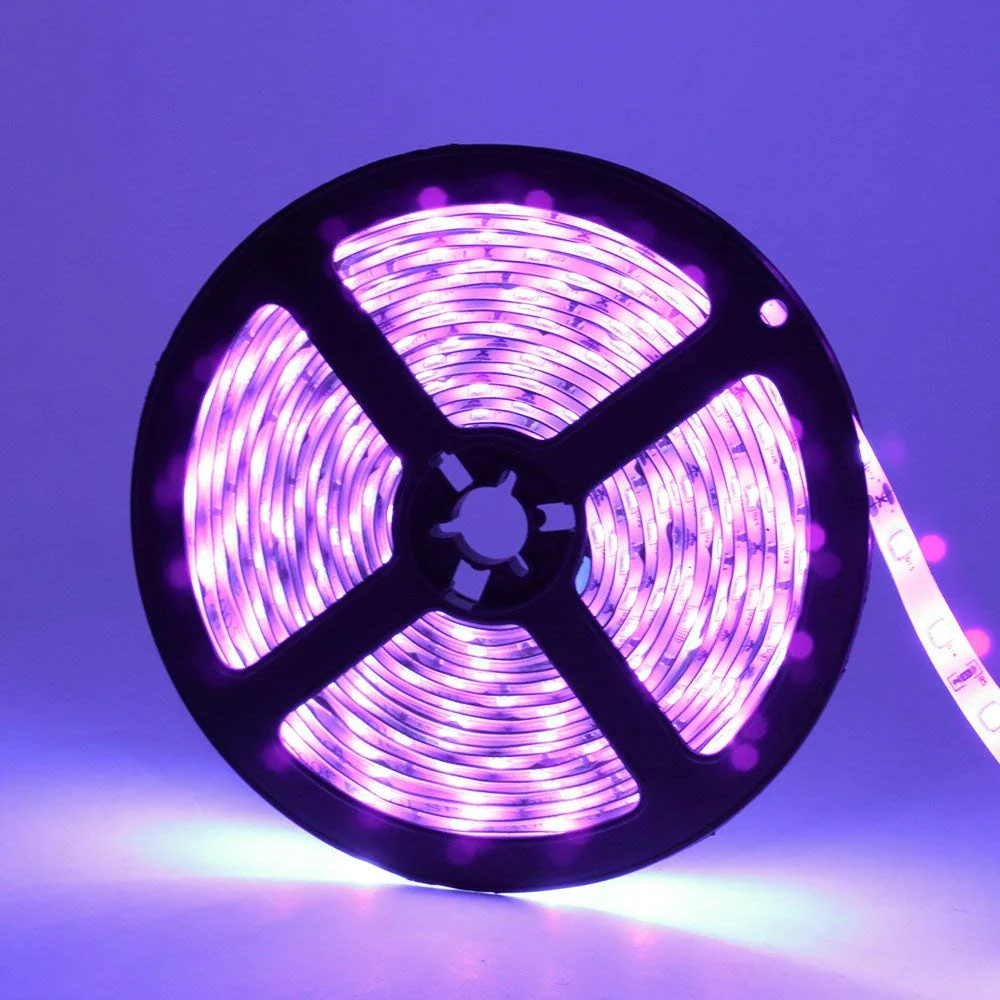 YGS-Tech Super Bright 60 Watts UV Black Light LED Strip, 16.4FT/5M 3528 300LEDs 395nm-405nm Non-Waterproof Blacklight with Power Supply, for Night Fishing, Black Party 60Watts - Image 2