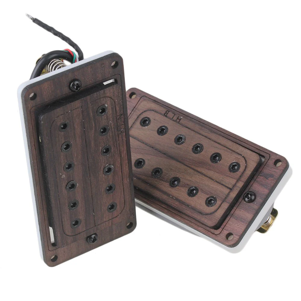 Yibuy 50/52mm Rose Wood Electric Guitar Pickups & Black Screws & Wrench Set of 2 - Image 3