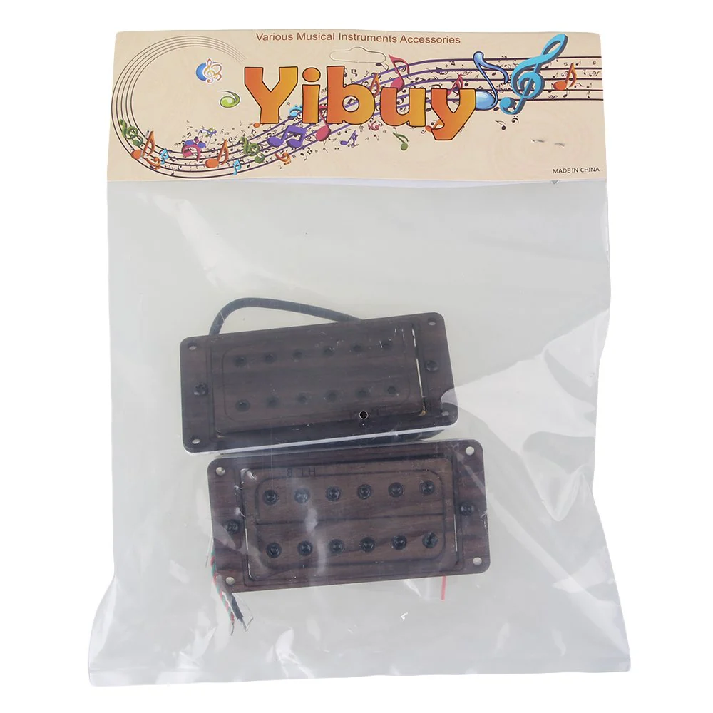 Yibuy 50/52mm Rose Wood Electric Guitar Pickups & Black Screws & Wrench Set of 2 - Image 8