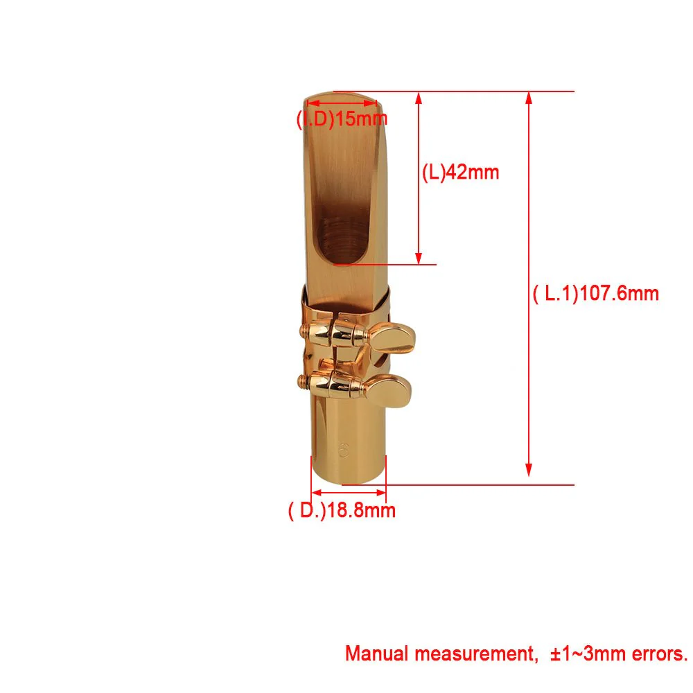 Yibuy B-flat Tenor Sax Saxophone Metal Mouthpiece Size #6 Gold Plated - Image 4