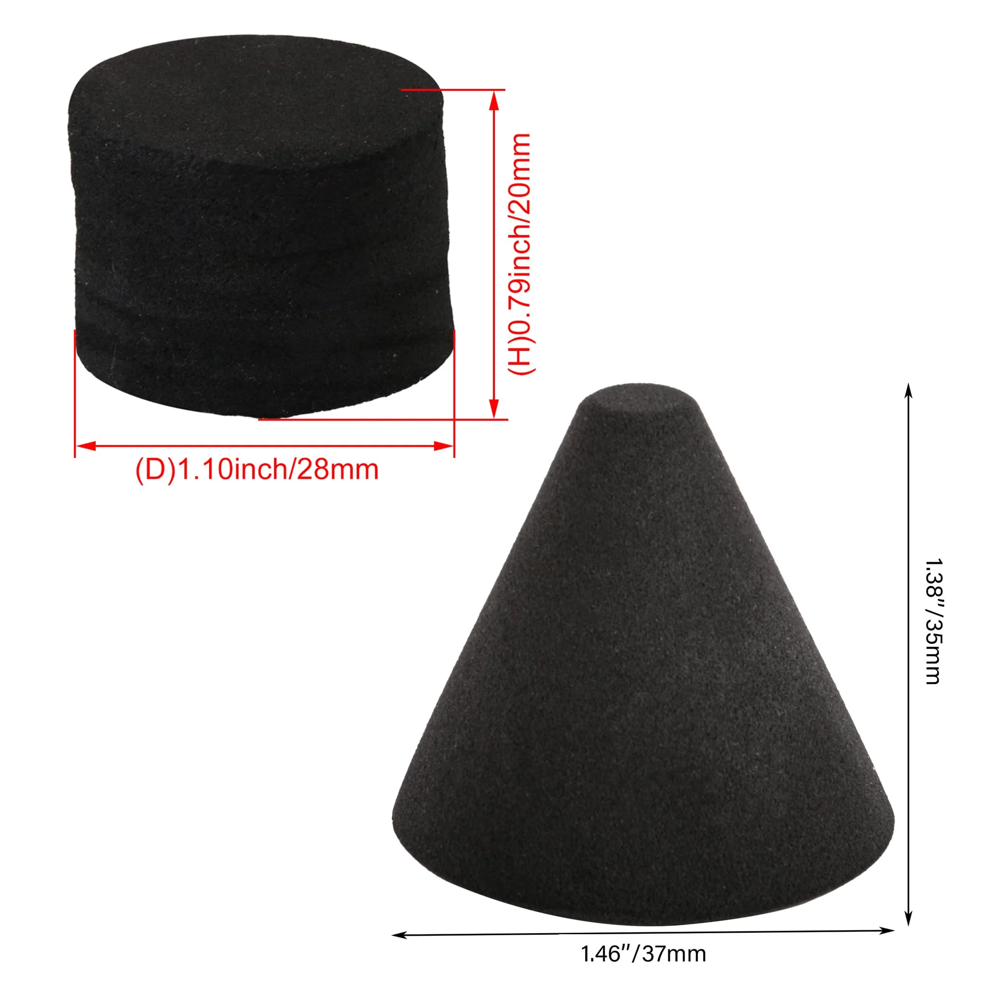 Yibuy Electronic Drum Piezo Trigger Cone Cylinder Black Foam Parts Kit Pack of 10 - Image 4