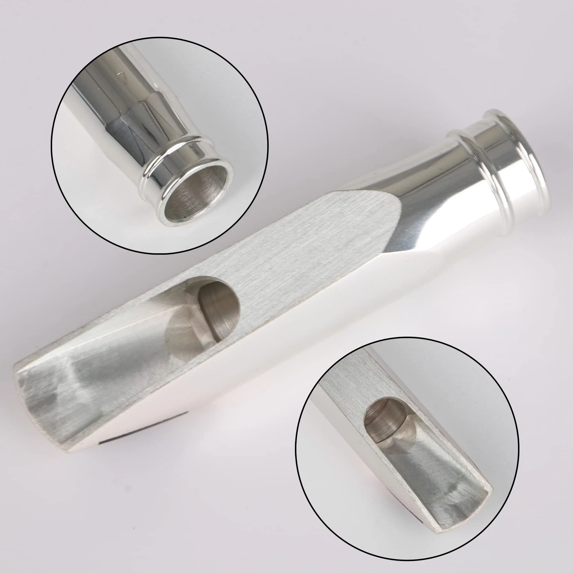 Yibuy Silver Jazz E-flat Alto Saxophone Mouthpiece 7# PU and Leather Cap 90 x 36 mm - Image 3