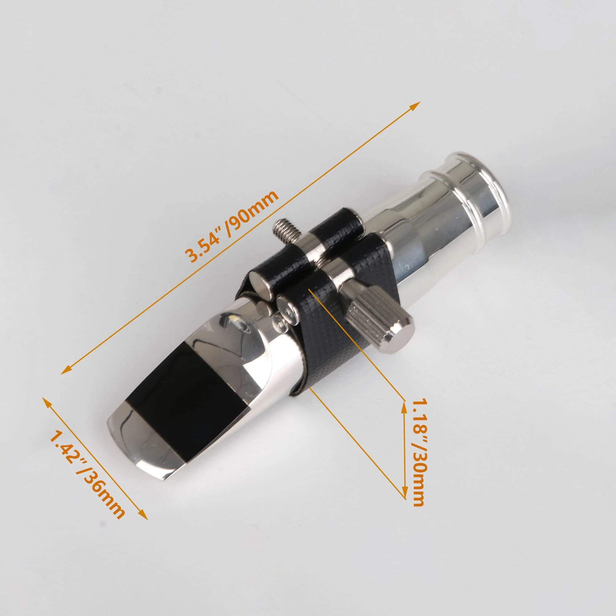 Yibuy Silver Jazz E-flat Alto Saxophone Mouthpiece 7# PU and Leather Cap 90 x 36 mm - Image 4