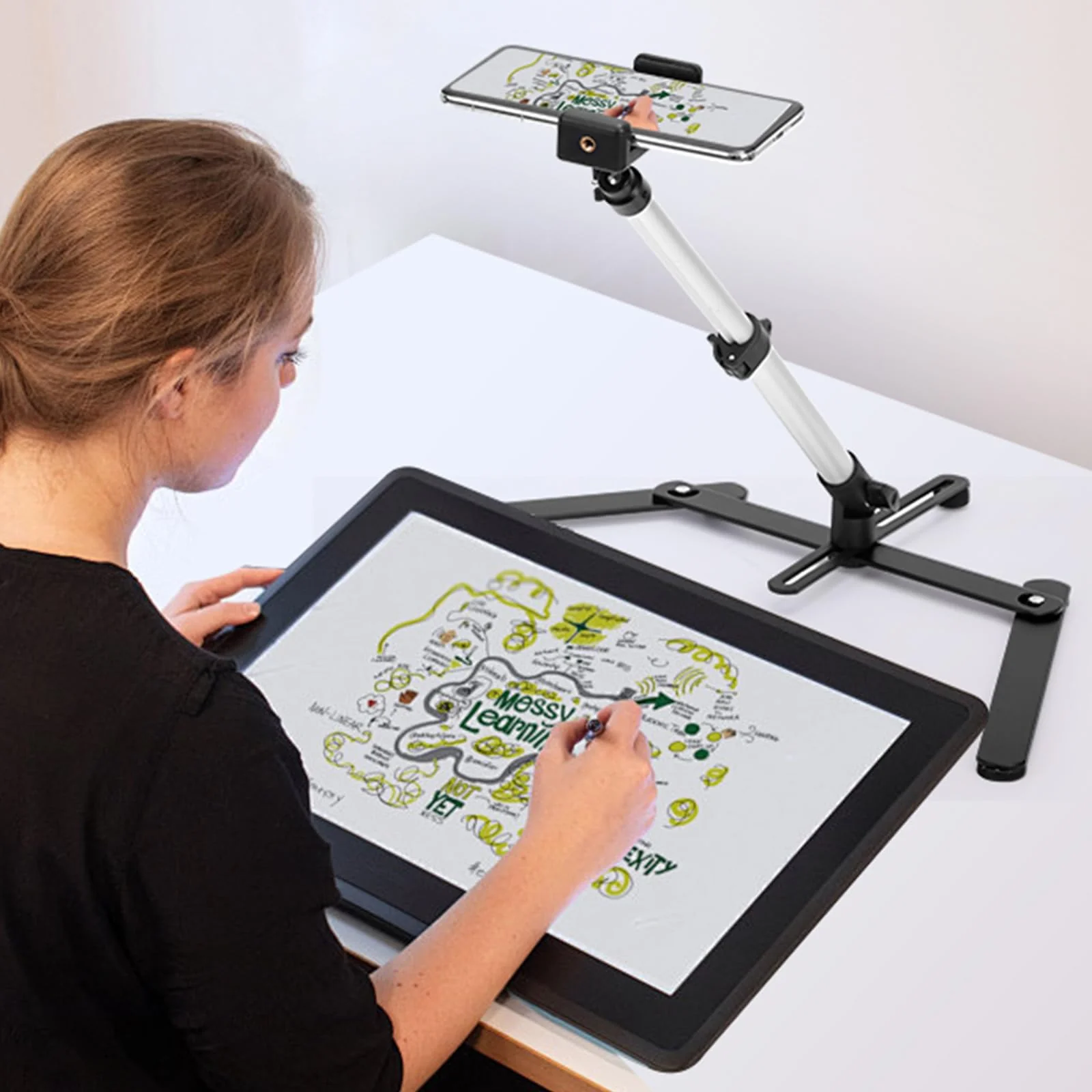 YIFMEIG Overhead Tripod for Mini Projector - Phone Holder,Camera Stand,Webcam,Stronger Support with Clip for Cookie Decorating,eaching Online Live Streaming and Showing 360° Rotation - Image 5