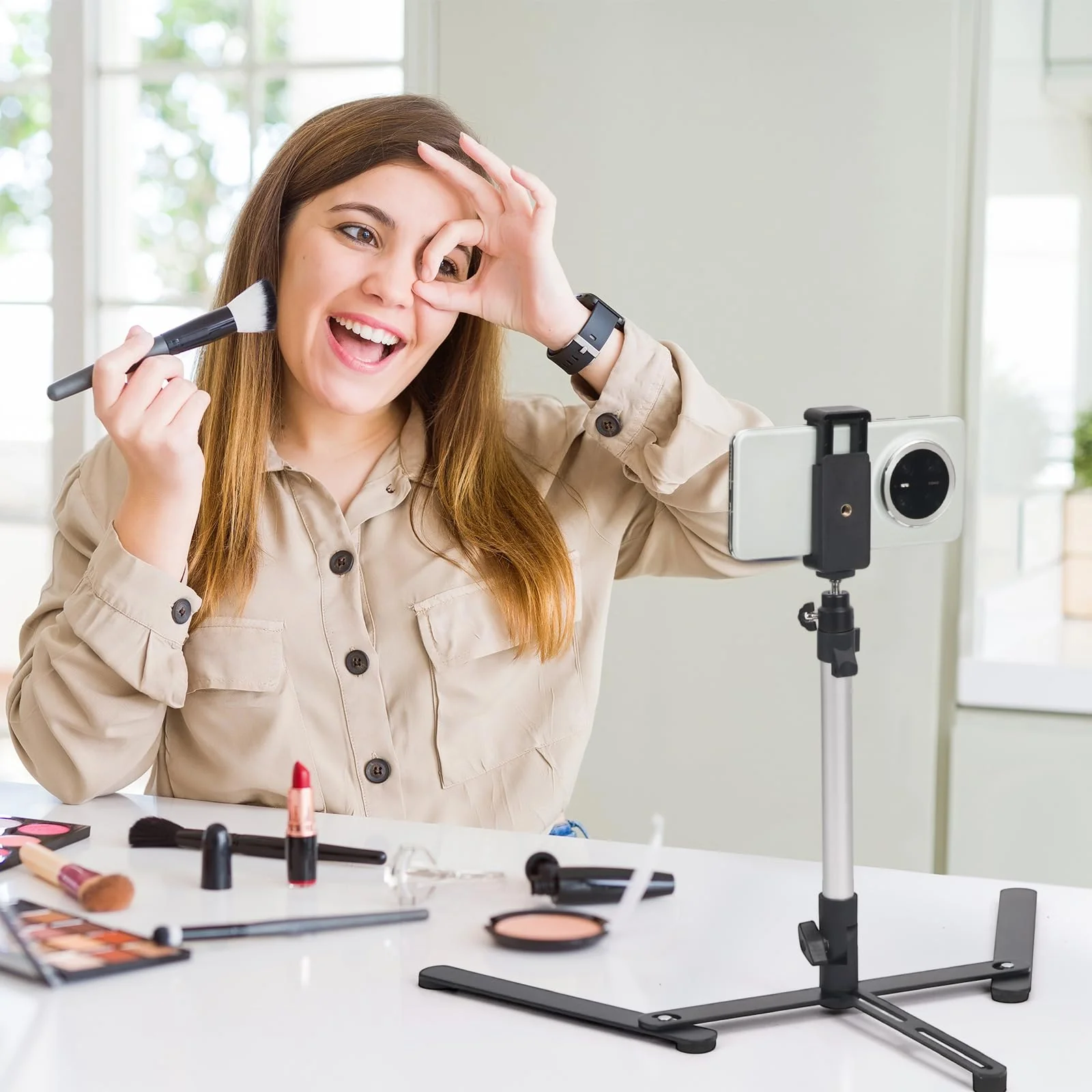 YIFMEIG Overhead Tripod for Mini Projector - Phone Holder,Camera Stand,Webcam,Stronger Support with Clip for Cookie Decorating,eaching Online Live Streaming and Showing 360° Rotation - Image 6