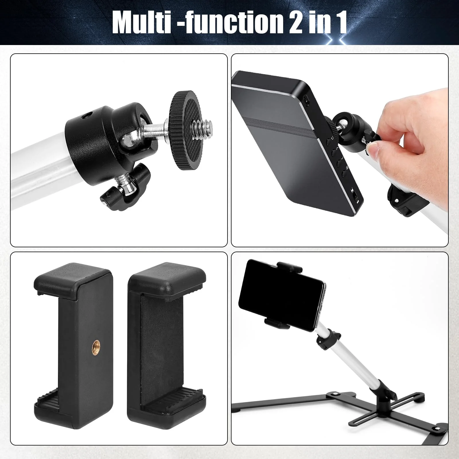 YIFMEIG Overhead Tripod for Mini Projector - Phone Holder,Camera Stand,Webcam,Stronger Support with Clip for Cookie Decorating,eaching Online Live Streaming and Showing 360° Rotation - Image 7