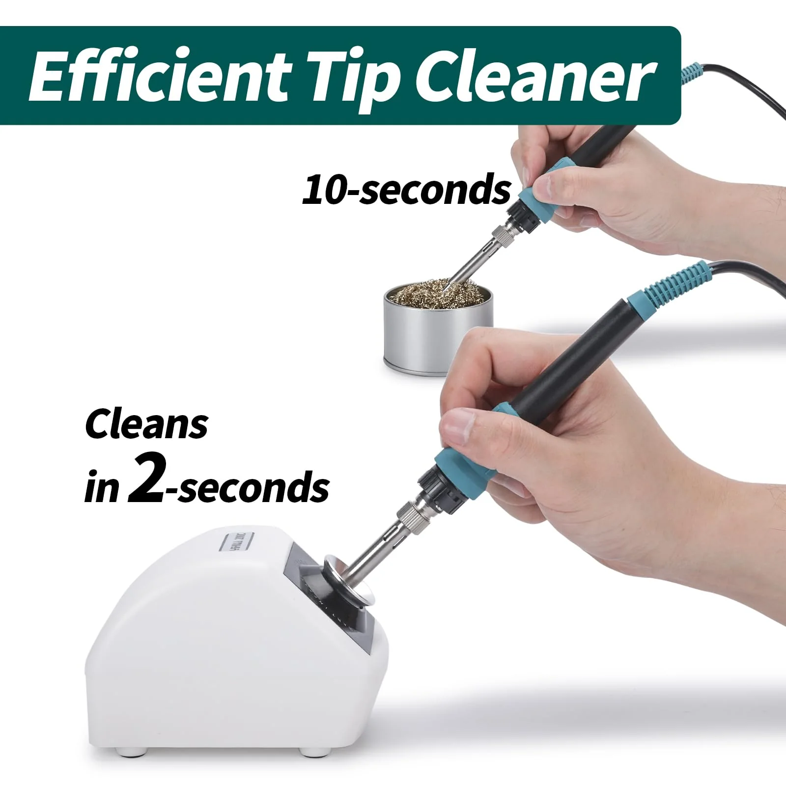 YIHUA 200C Motorised Soldering Tip Cleaner with Infrared Sensor, 6 Brass Wool Brushes, 12 V Power Adapter and Lifting Tool - Compact Soldering Iron Cleaner (EU Plug) - Image 3