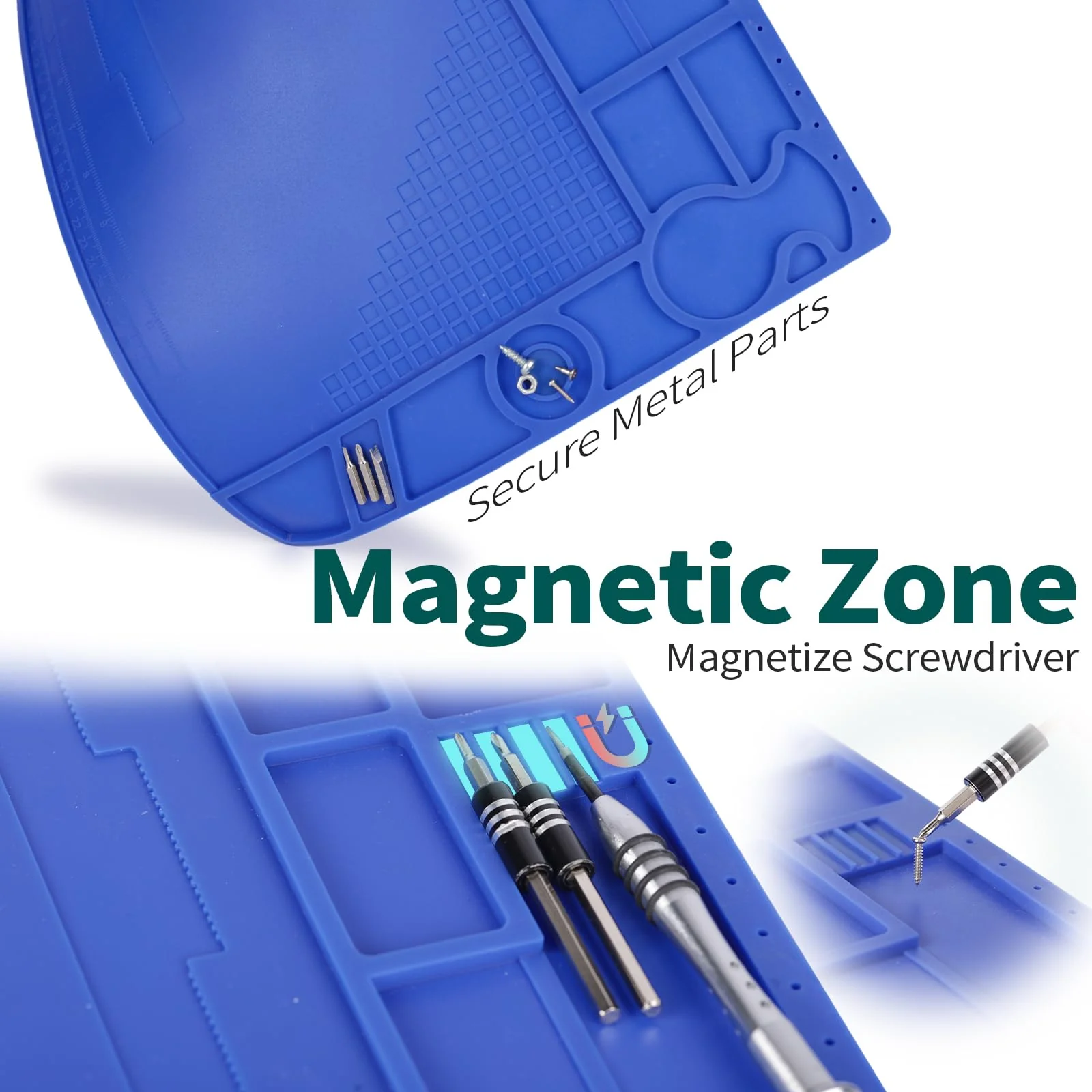 YIHUA M170 Heat Resistant Soldering Mat 440×310×6mm Soldering Pad with Storage Slots, Integrated Ruler, Magnetic Zones, PCB Slot and Flexible Soft Silicone Soldering Mat 440x310mm - Image 5