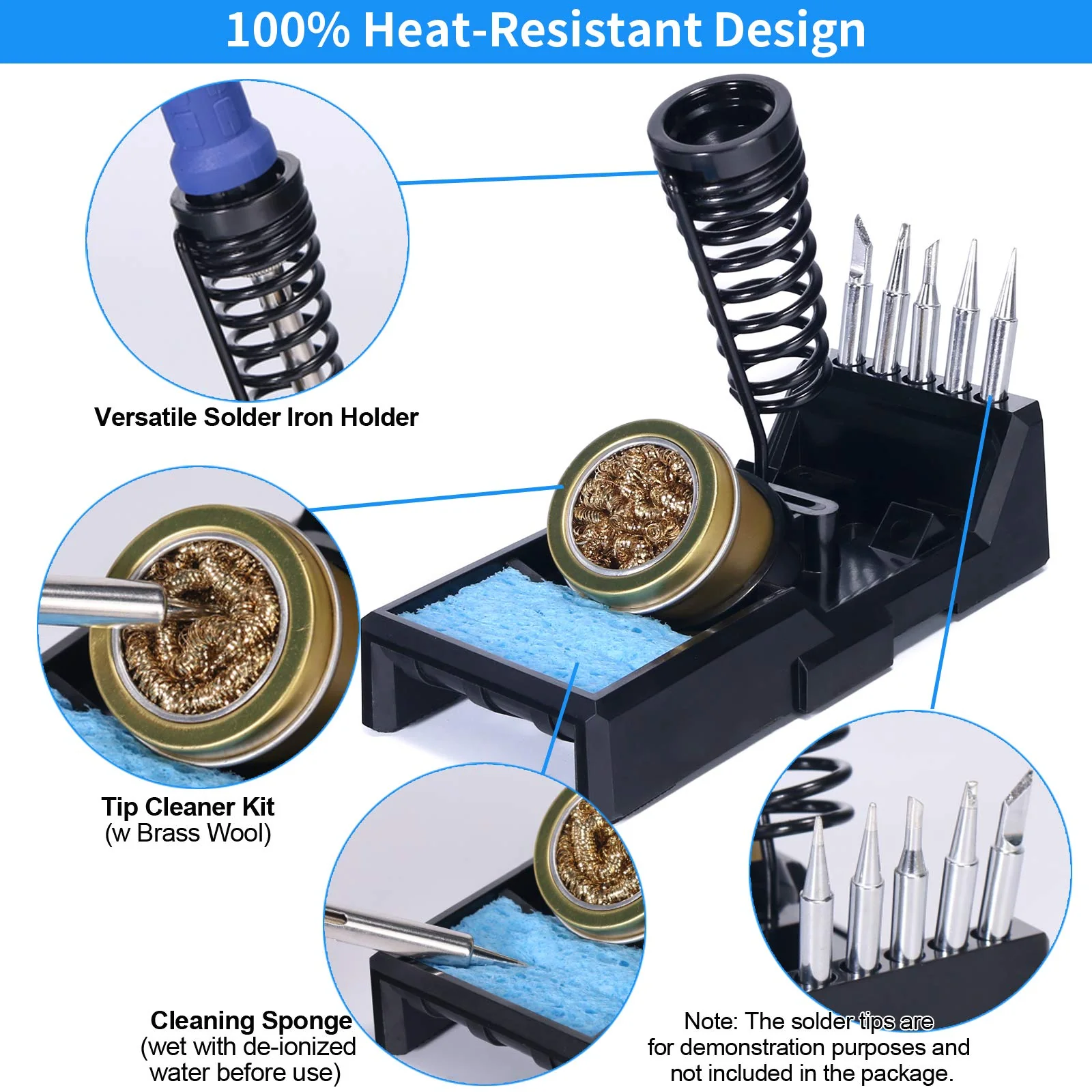 YIHUA X-4 Premium Soldering Iron Holder with Brass Wool, Cleaning Sponge and Soldering Tip Slots - Image 3