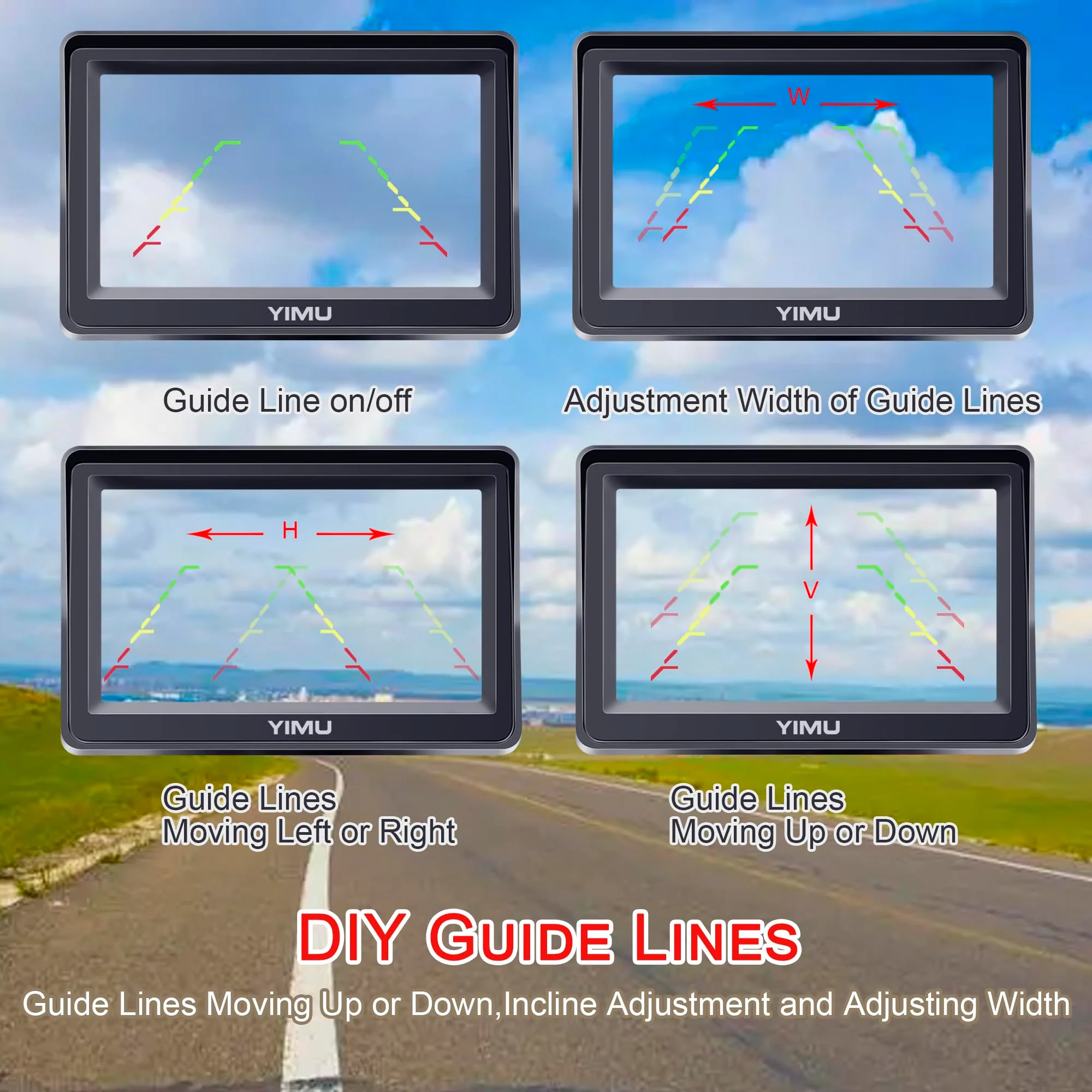 YIMU Backup Camera System with License Plate Backup Reverse Camera, Easy Installation, Plug & Play, DIY Guide Lines, 150° Wide Angle, Night Vision, IP69K Waterproof, Optional Dual Bracket K4302 - Image 4
