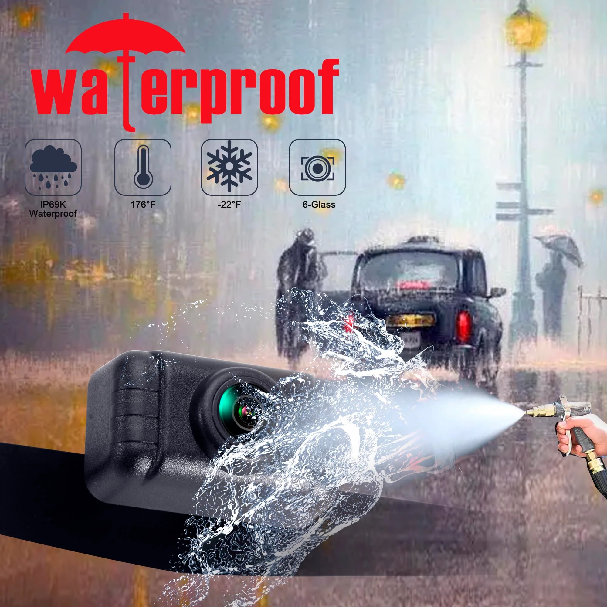 YIMU Backup Camera System with License Plate Backup Reverse Camera, Easy Installation, Plug & Play, DIY Guide Lines, 150° Wide Angle, Night Vision, IP69K Waterproof, Optional Dual Bracket K4302 - Image 7