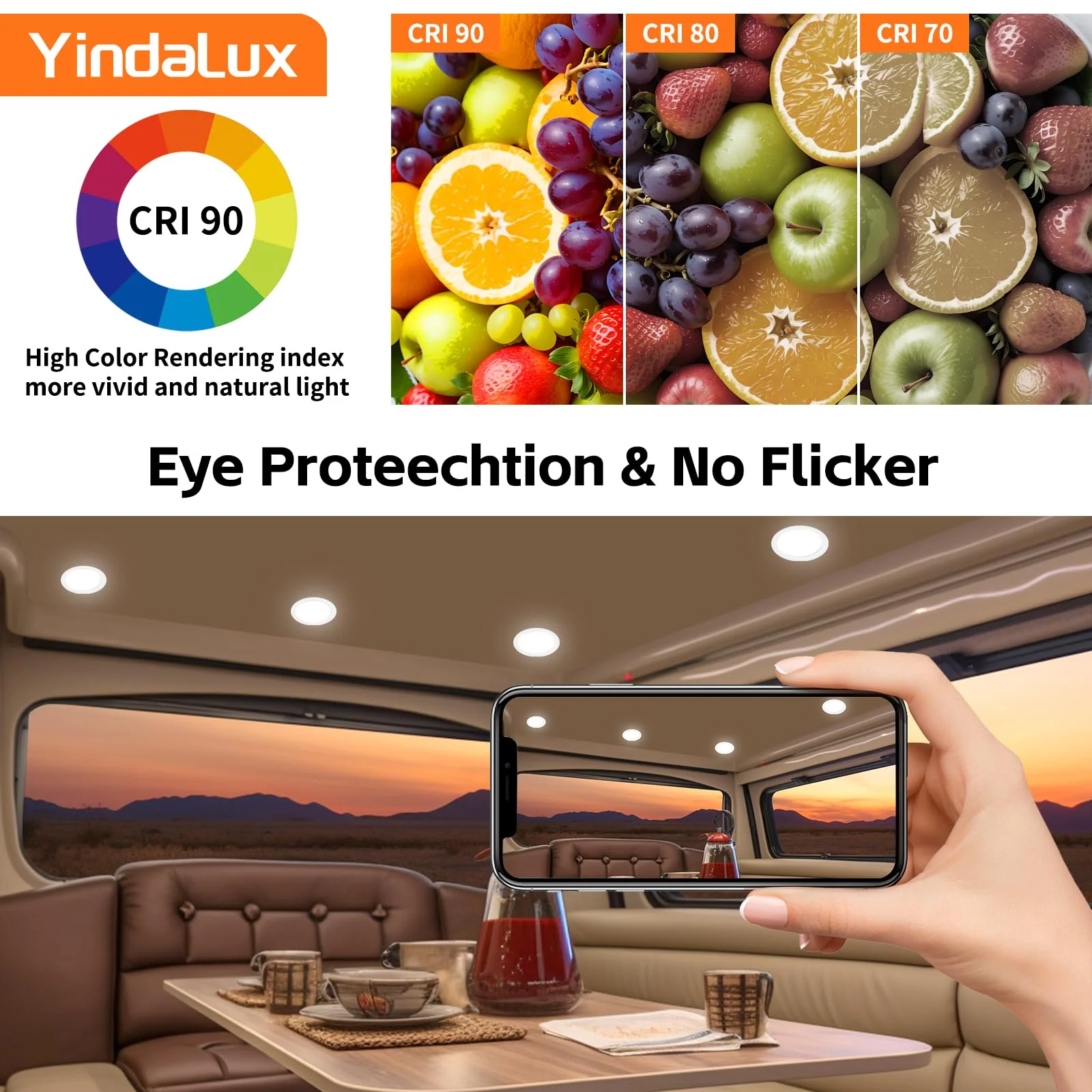 YindaLux Recessed Spotlight LED 12 V 4000 K Neutral White LED Spot Dimmable 3 W Recessed Spotlights 55-58 mm Hole Size Recessed Lights for Caravans Kitchen Wardrobe Aluminium Chrome Set of 3 4000K 3 Stück - Image 5