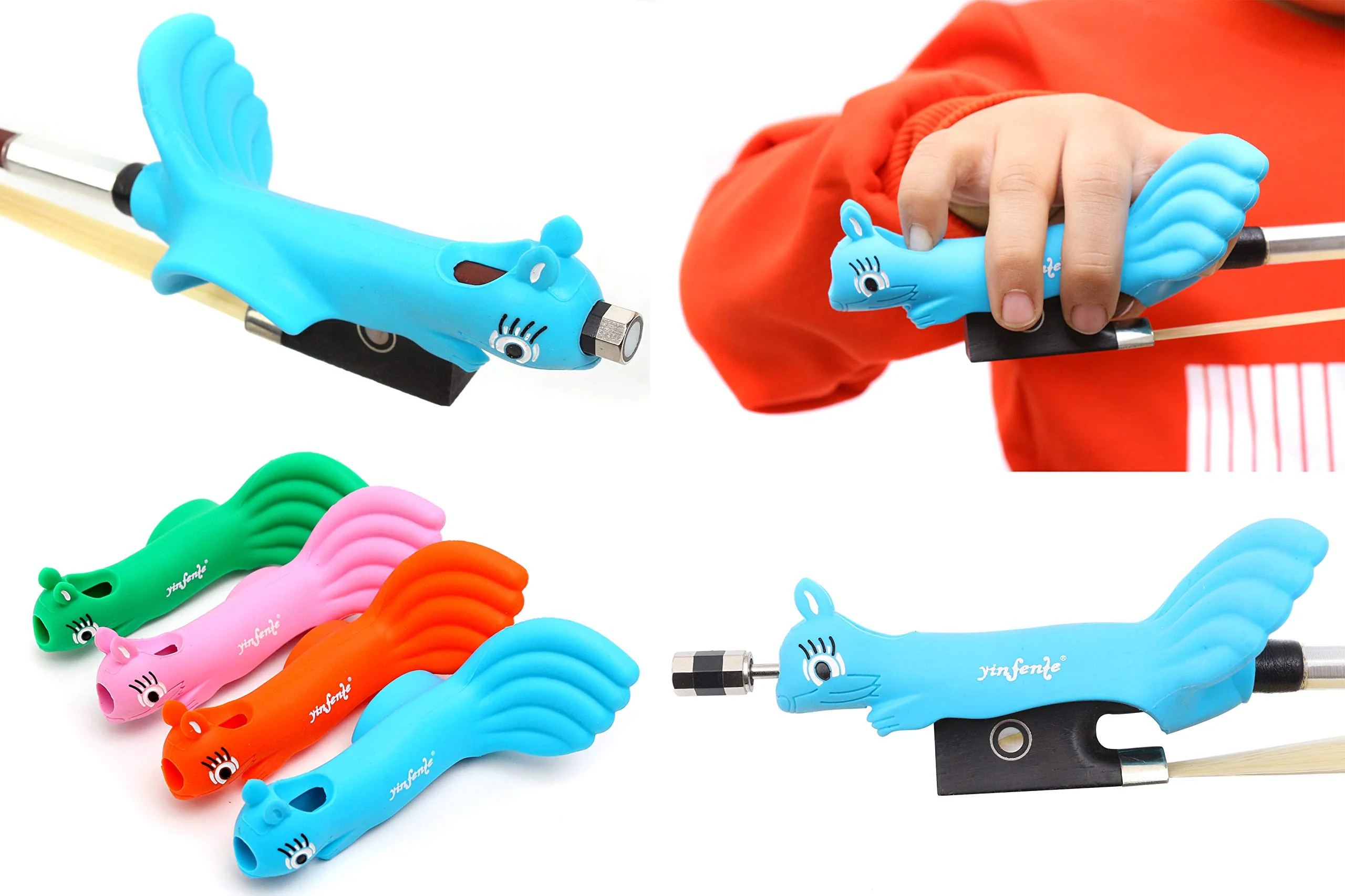 Yinfente 1pc Hold Violin Bow Holder Hold Violin/Viola Bow Teaching Aid Violin Bow Grip Learn Violin Beginner Corrector Bow Straightener Soft protect finger blue - Image 6