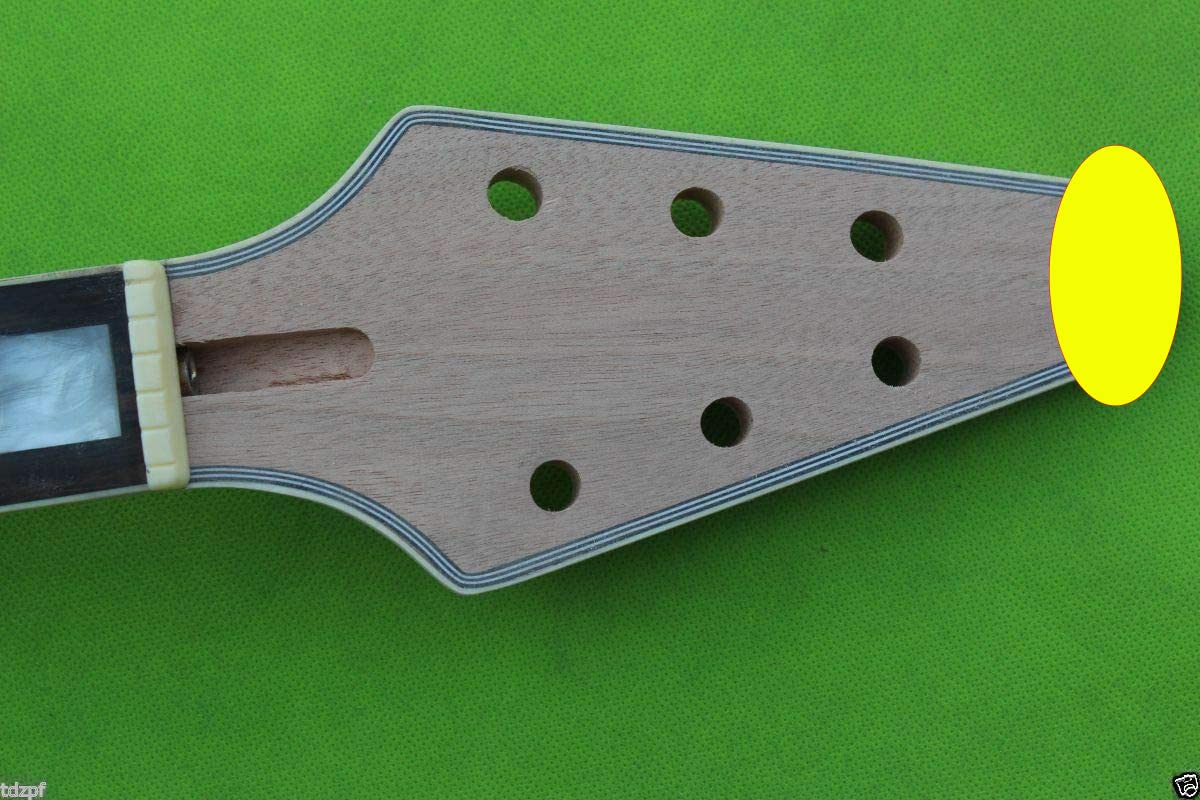 Yinfente Electric Guitar Neck 22 fret 25.5inch Guitar Replacement Mahogany Rosewood Fretboard Block Inlay for Flying V shape guitar necks - Image 3