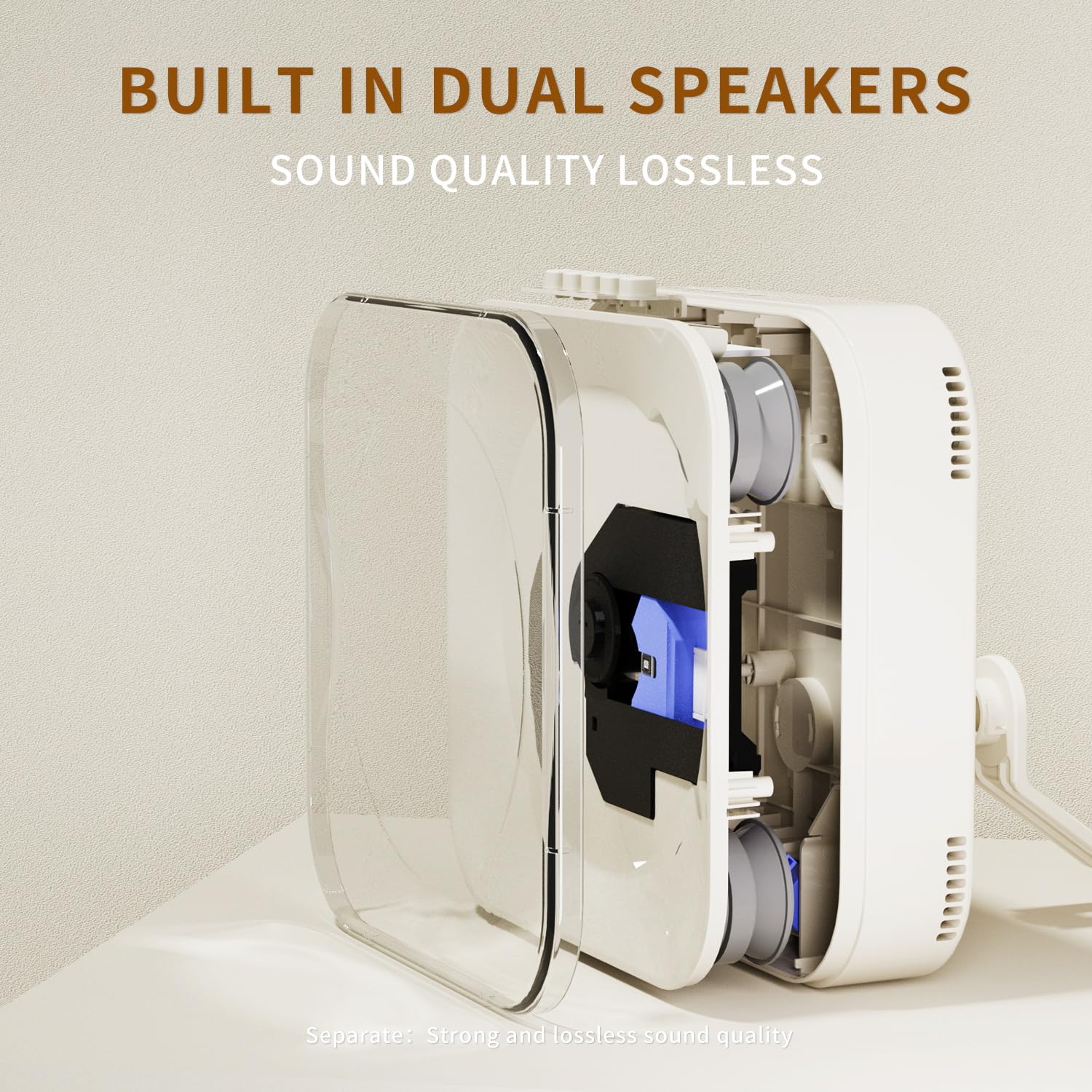 Yintiny Off White Audio CD Player with Speakers for Home Decor (CD909) - Image 5