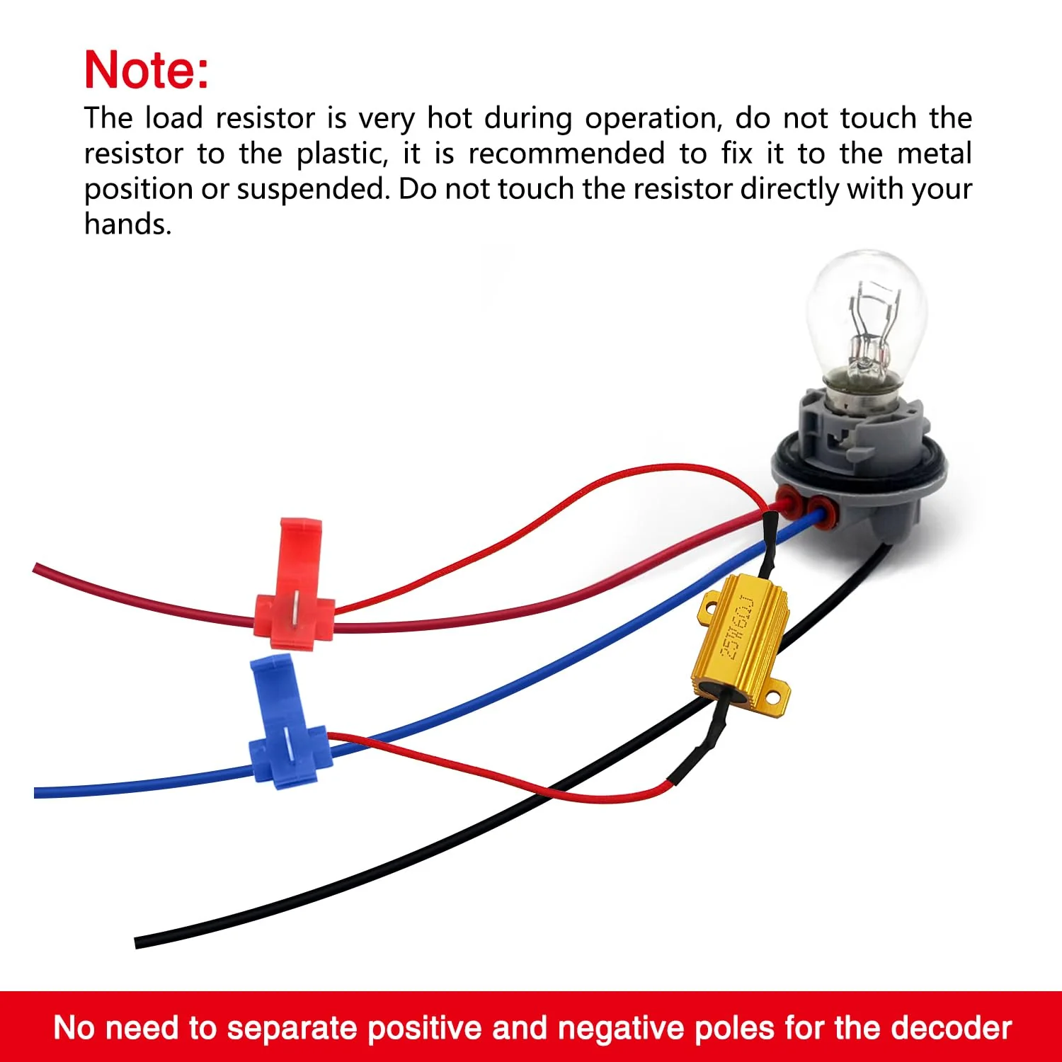 YIXISI 4 Pieces 25 W 6 Ohm Load Resistor for Car LED SMD Indicator Error Code Fix, with 8 Quick Cable Clips, for LED Indicator, LED Number Plate Light, DRL 25W 6ohm - 4pcs - Image 3