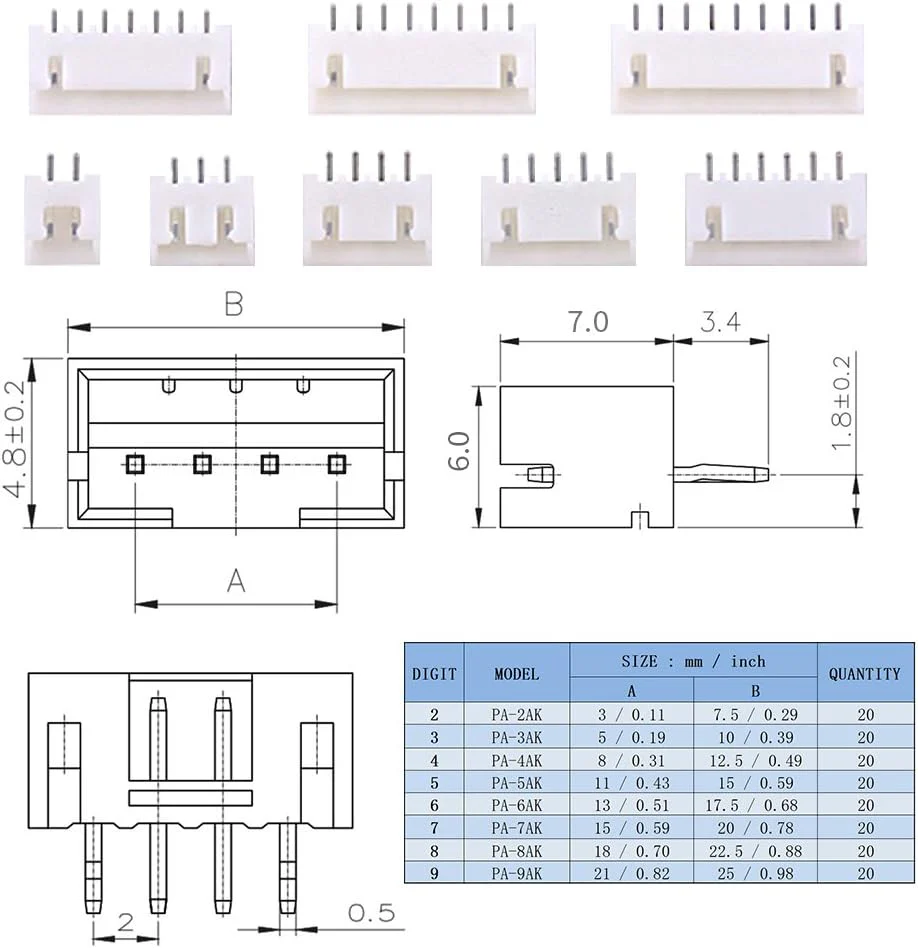 YIXISI 460 Piece JST Connector Kit, JST-XH, 2.54 mm Pitch Female Pin Header, JST Adapter Cable Plug, JST Male and Female Connector (2/3/4/5/6 Pin) White-Jst Xh - Image 8