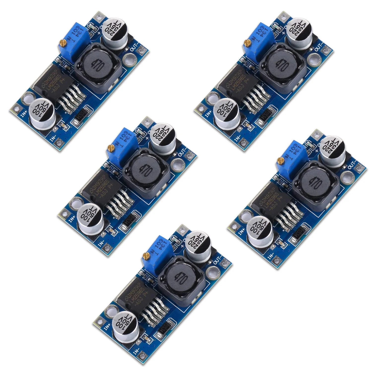 Yizhet LM2596 DC to DC Buck Converter, 3.0 - 40 V to 1.5 - 35 V Power Supply Step Down Module, Buck Converter Module, Down Converter, Adjustable Power Supply Buck Converter, Pack of 5