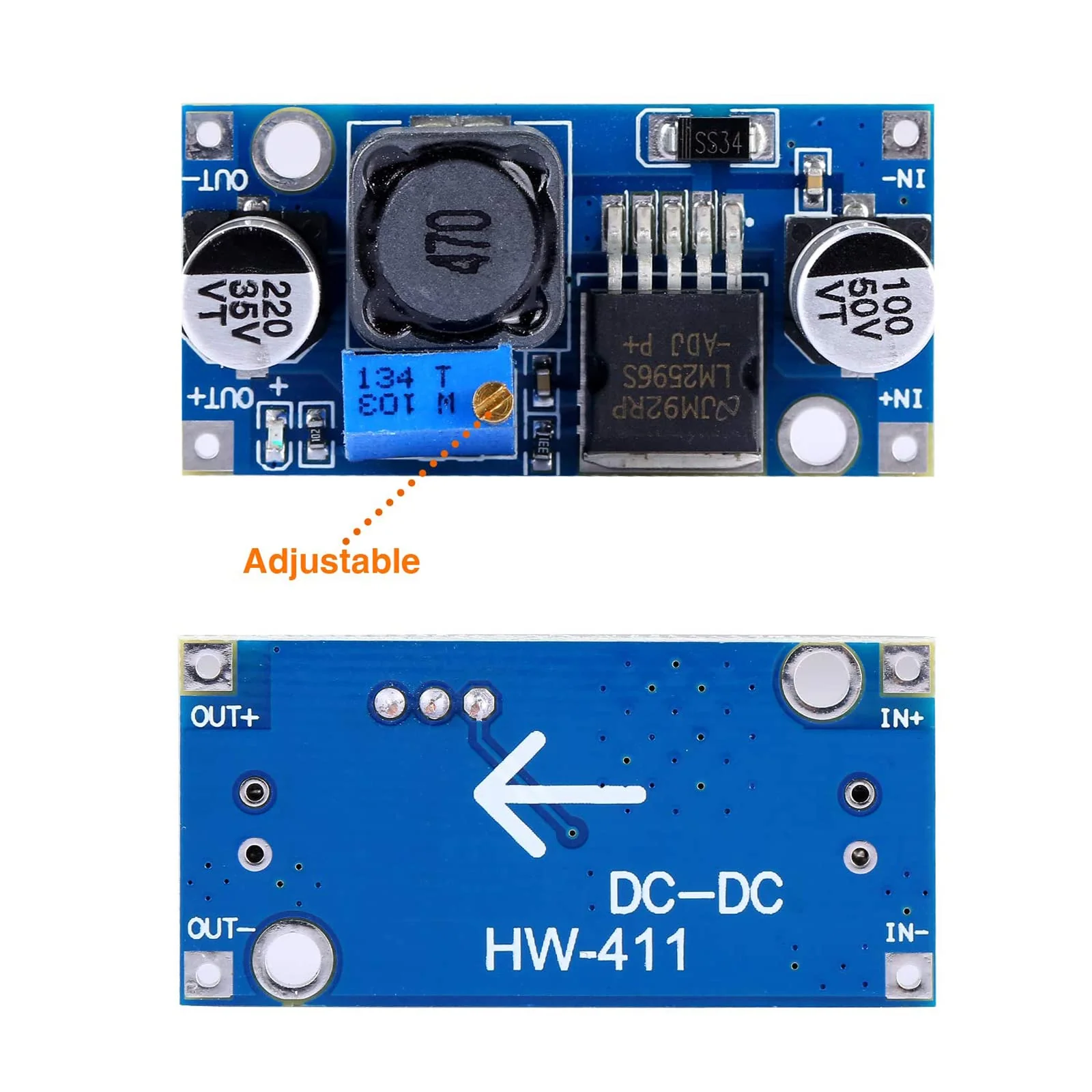 Yizhet LM2596 DC to DC Buck Converter, 3.0 - 40 V to 1.5 - 35 V Power Supply Step Down Module, Buck Converter Module, Down Converter, Adjustable Power Supply Buck Converter, Pack of 5 - Image 2