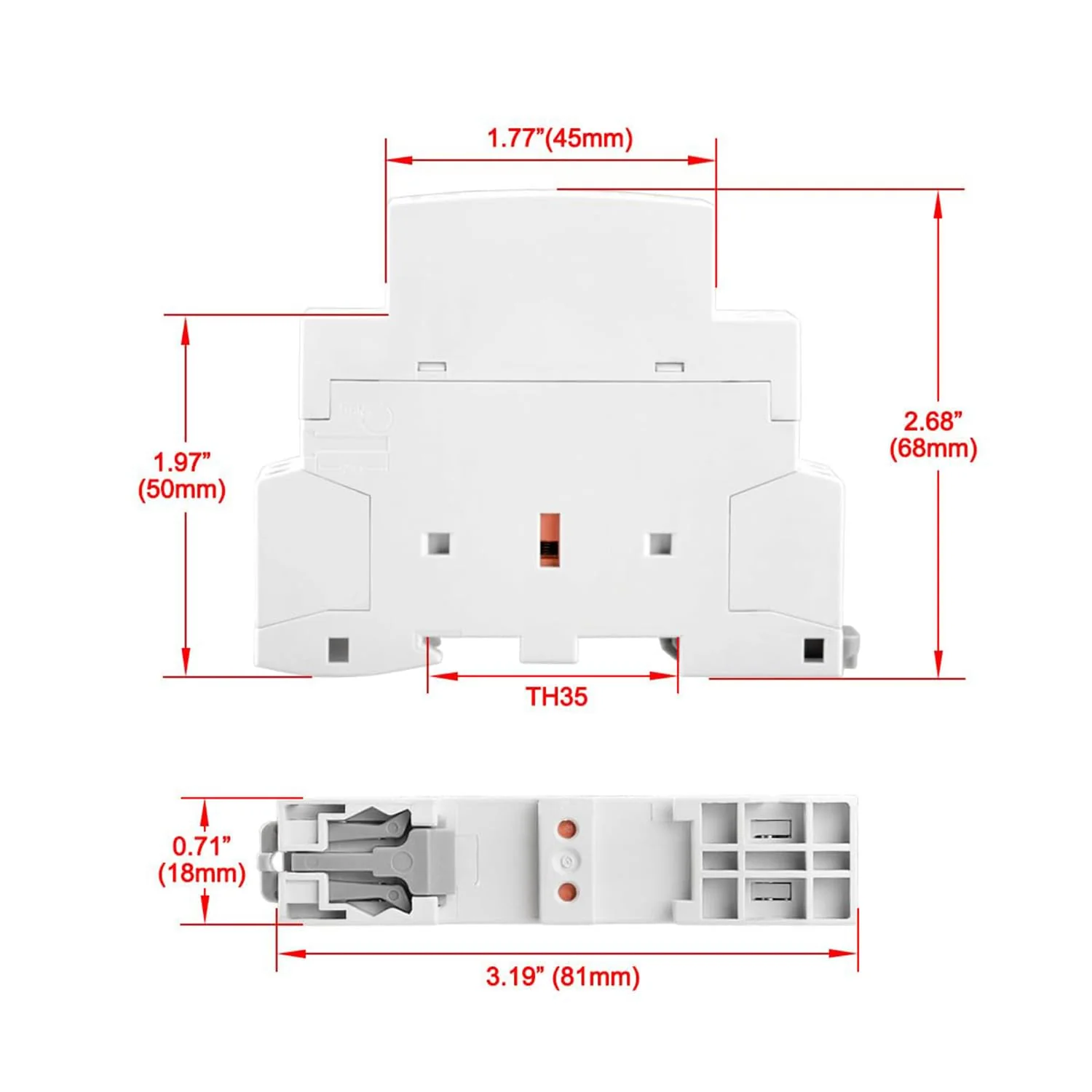 YJYUIU AC Contactor, 2-Pole, 25A, AC 220V/240V, 50/60Hz, DIN Rail 35mm (OCT25 2NO) OCT25 2NO - Image 3
