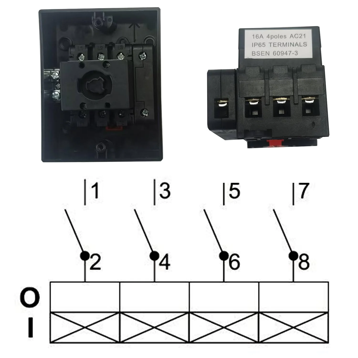 YJYUIU YJUIS416 Main Switch Circuit Breaker 4 Pin 16A Rotary Switch IP65 Waterproof Housing - Image 4