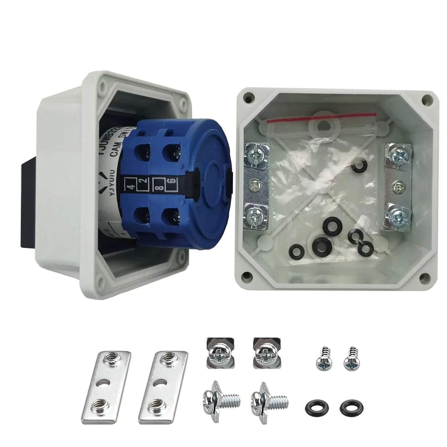 YJYUIU YJUWB3220 Universal Rotary Switch, 660V 20A, ON-OFF-ON, 3 Positions, 2-Phase, 8 Terminals, with Main Switch Housing - Image 2