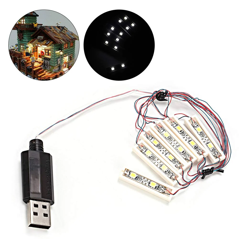 Ymiko 1 x 6 LED Downlights USB Powered Brick White, Powered by USB, LED Bricks, Lamp Off, LED Lighting, Compatible with Bricks - Image 2