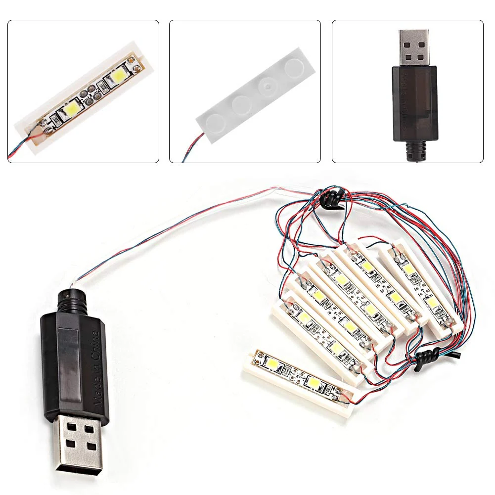 Ymiko 1 x 6 LED Downlights USB Powered Brick White, Powered by USB, LED Bricks, Lamp Off, LED Lighting, Compatible with Bricks - Image 3