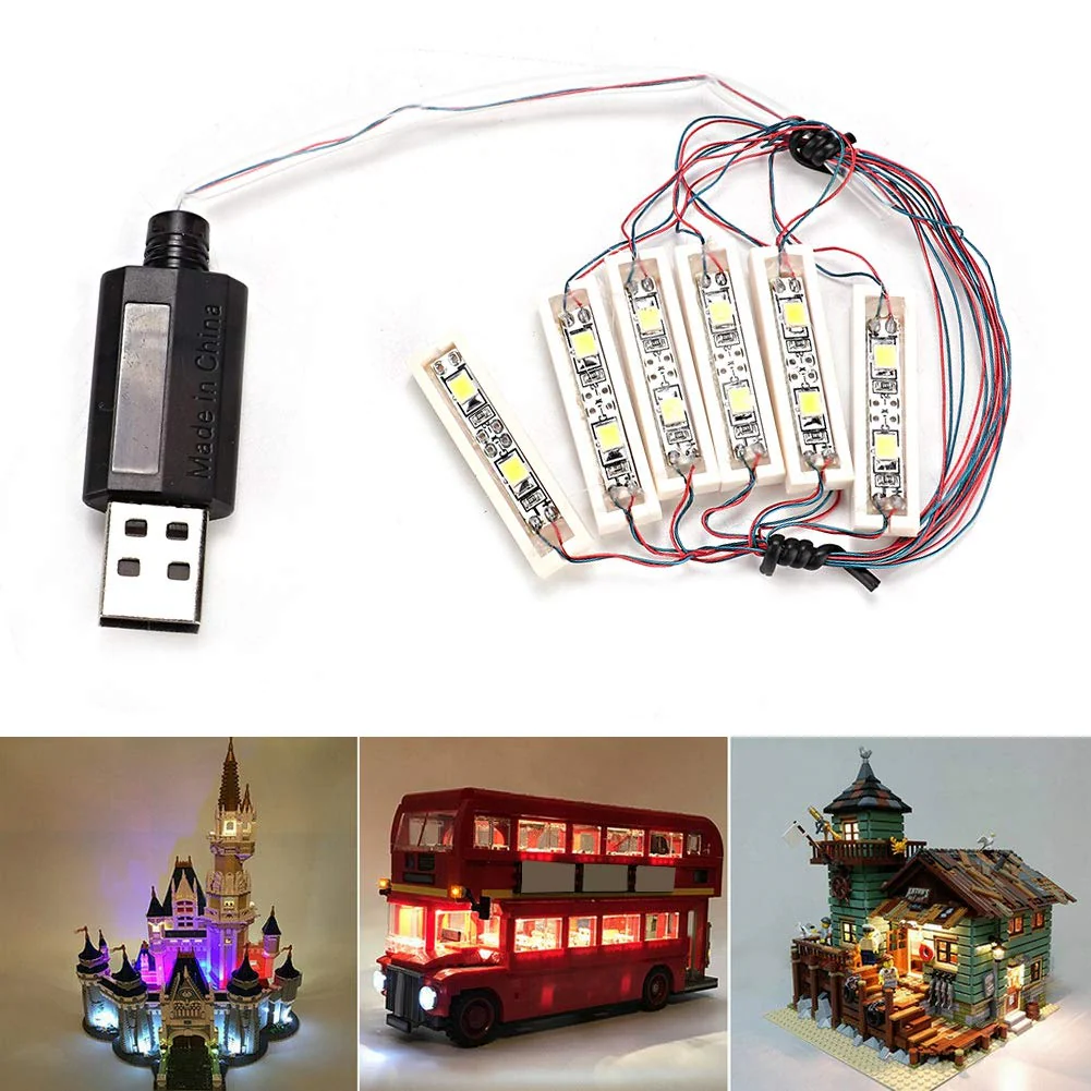 Ymiko 1 x 6 LED Downlights USB Powered Brick White, Powered by USB, LED Bricks, Lamp Off, LED Lighting, Compatible with Bricks - Image 4