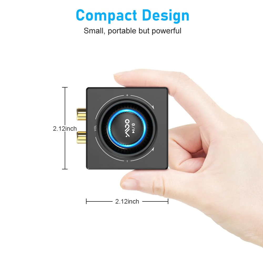YMOO B06T3 Bluetooth 5.3 Receiver, 100ft RCA Bluetooth Audio Adapter for 3.5mm Jack AUX HiFi Home Stereo/Speaker from Smartphone/Tablet/Laptop, Dual Link for Two Speakers, SBC AAC Audio Black - Image 7