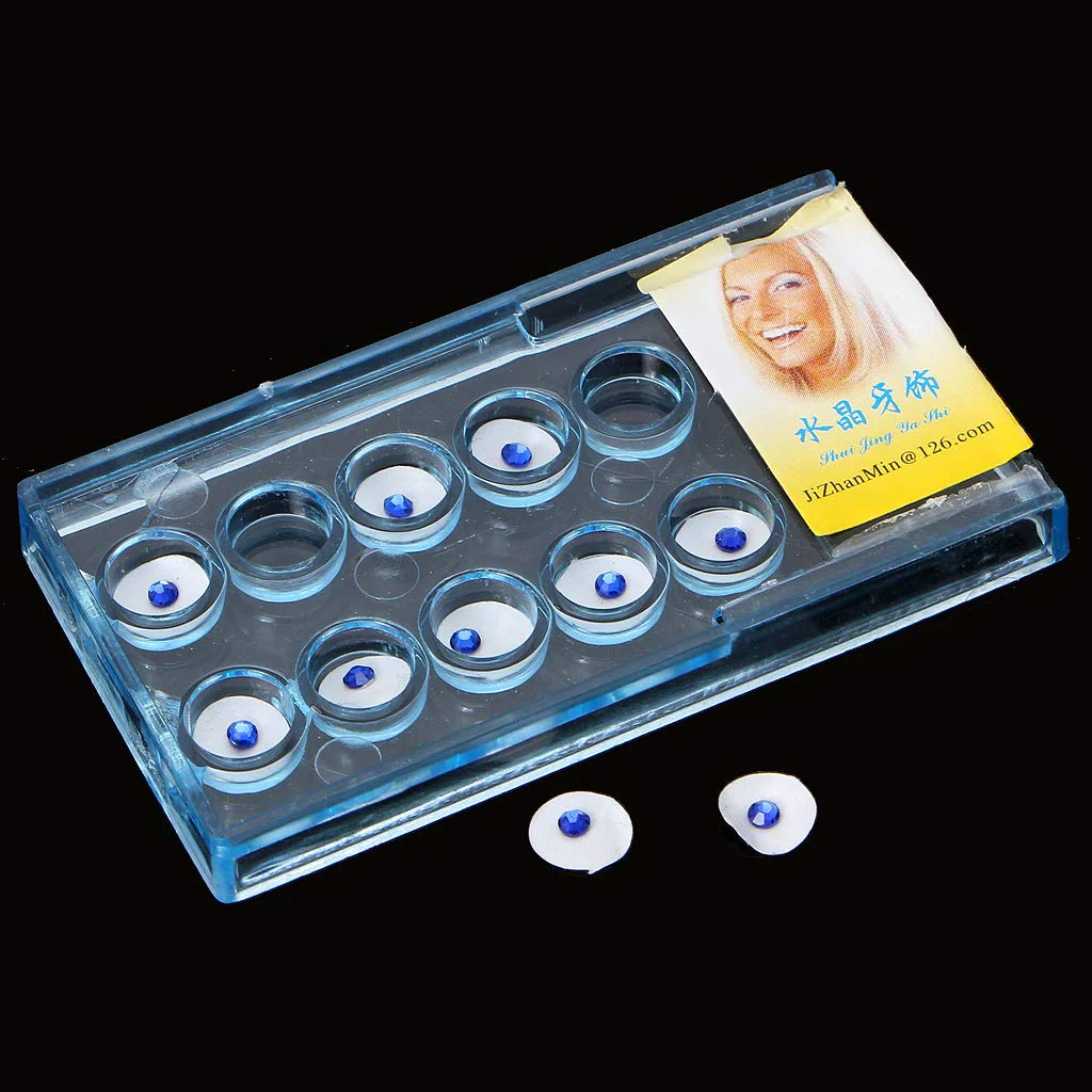 YO-HAPPY Box of 10 / Box 2 mm Dental Colourful Crystal Tooth Fashion Jewellery Gemstone Decoration with Box - Image 5