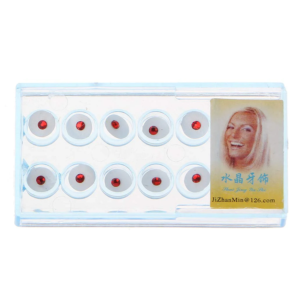 YO-HAPPY Box of 10 / Box 2 mm Dental Colourful Crystal Tooth Fashion Jewellery Gemstone Decoration with Box - Image 7