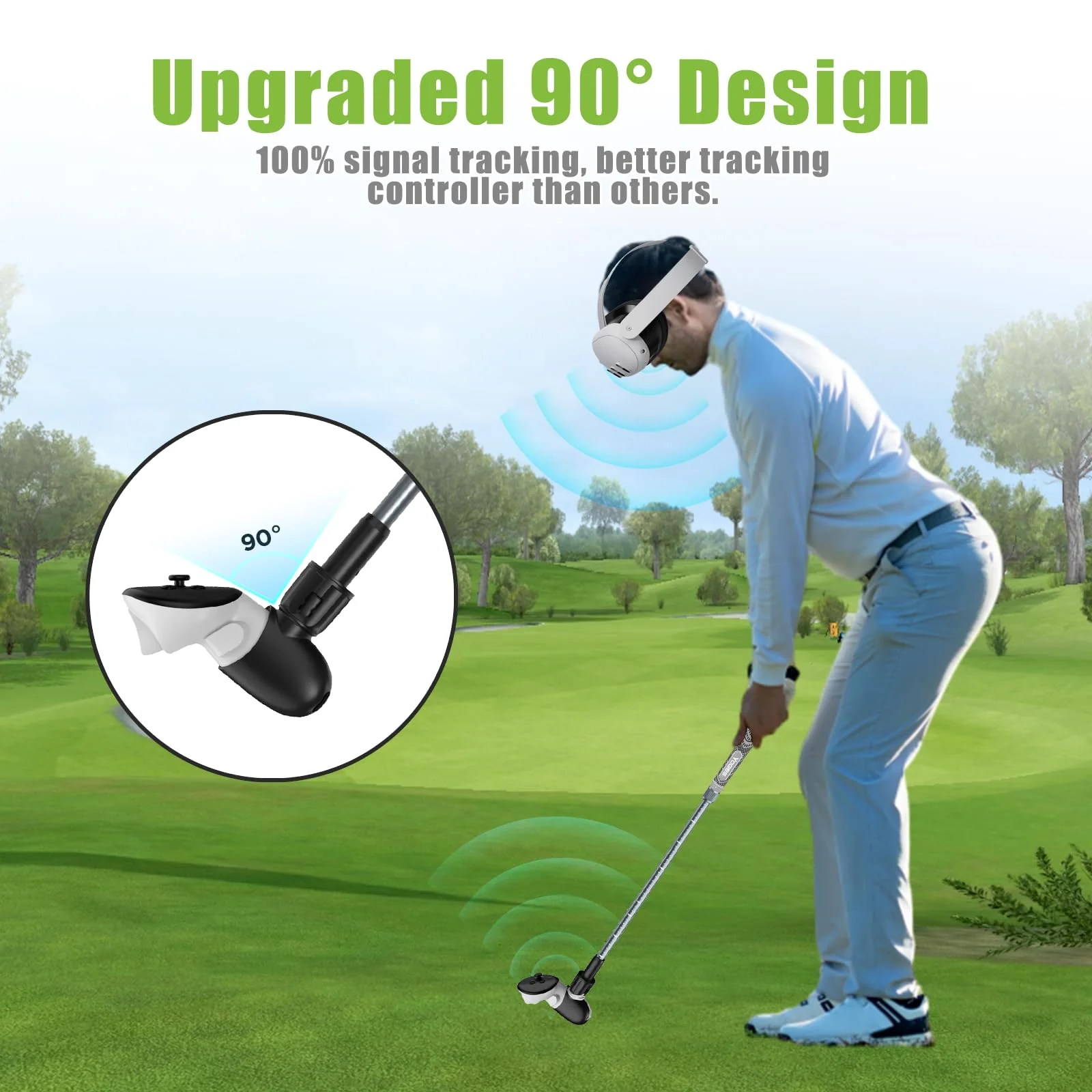 YOGES VR Golf Club Handle Compatible with Meta Quest 3 / Oculus Quest 2, Adjustable Length Realistic Golf Club Attachment Accessories, Virtual Reality Grips (ONLY for Right Controller) Black/Grey - Image 5