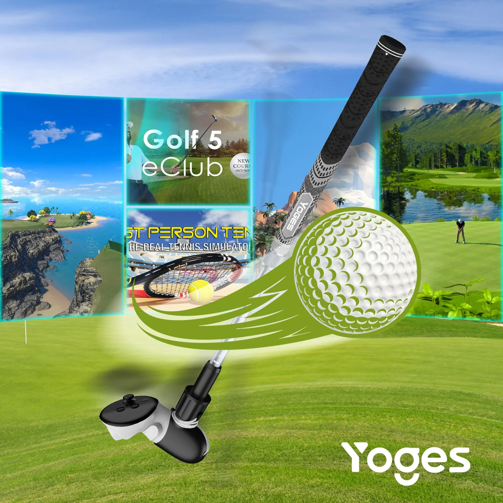 YOGES VR Golf Club Handle Compatible with Meta Quest 3 / Oculus Quest 2, Adjustable Length Realistic Golf Club Attachment Accessories, Virtual Reality Grips (ONLY for Right Controller) Black/Grey - Image 7