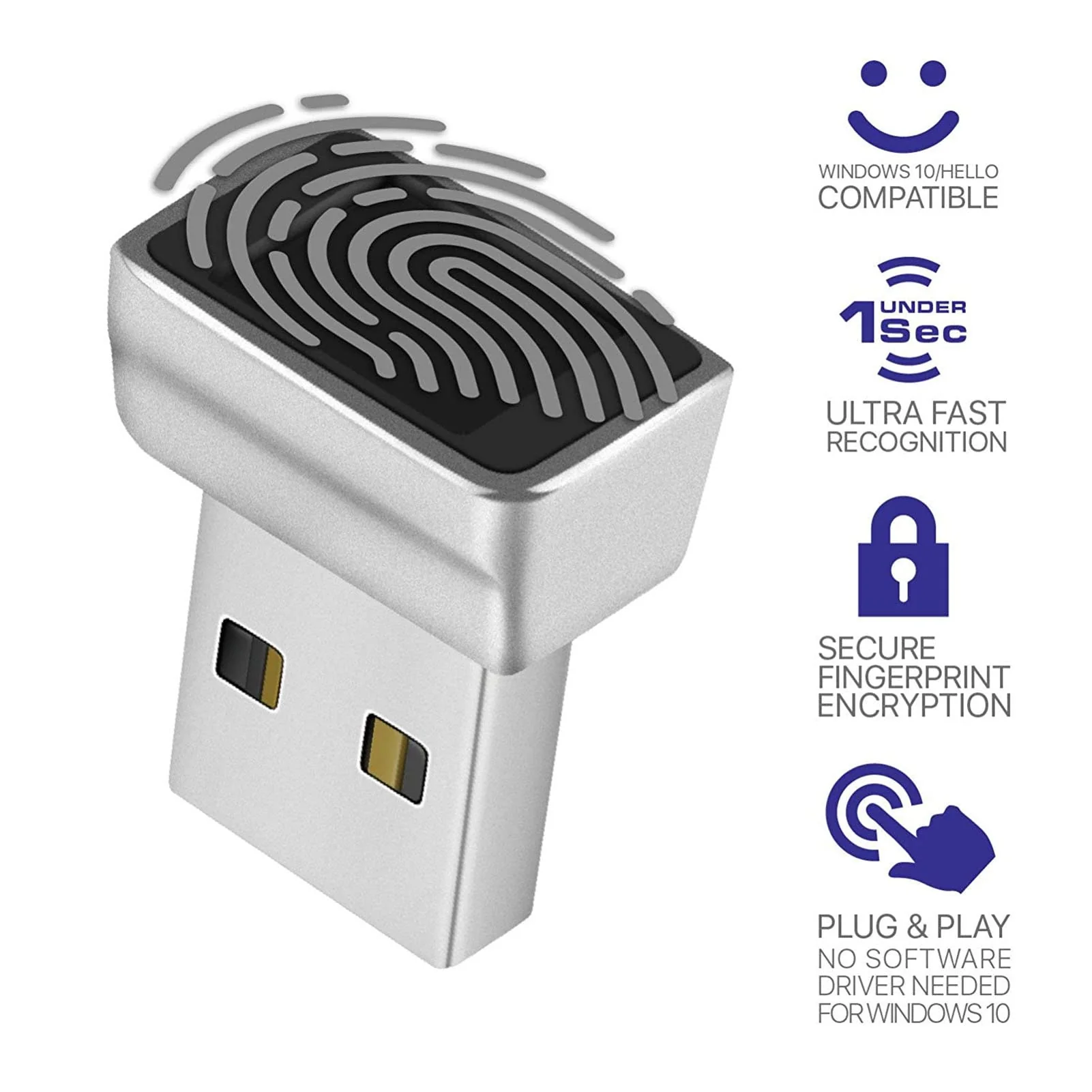 Yoidesu Mini USB Fingerprint Reader for 7 8 10 Fingerprint Scanner Scanner PC Dongle Fingerprint Sensor 360 Degree 0.5STouch Speedy Matching Biometric Portable USB Fingerprint Logger for PC Laptop - Image 2