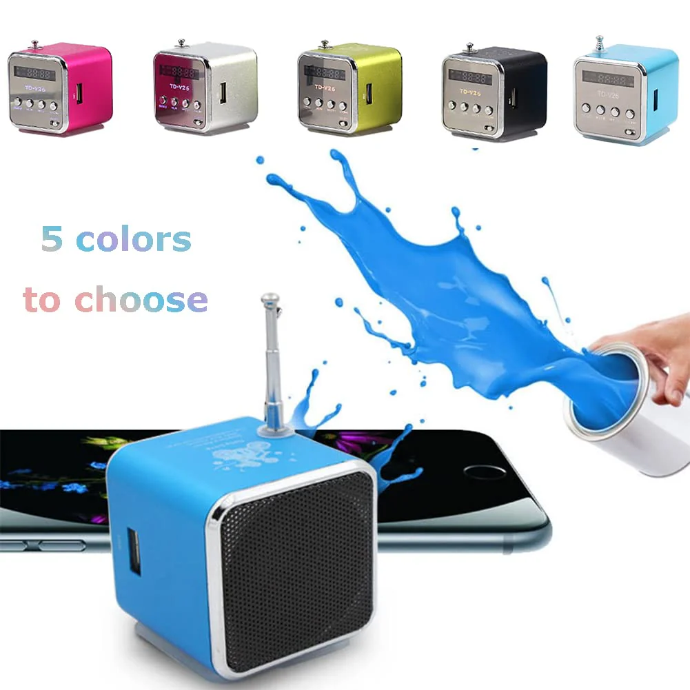 Yoidesu TD-V26 Portable Mini Speaker Music Player FM Radio Battery Powered Mini Digital Display Screen Speaker Music Player for Computer&Cell Phone Support TF Card and U Disk (Blue) - Image 2