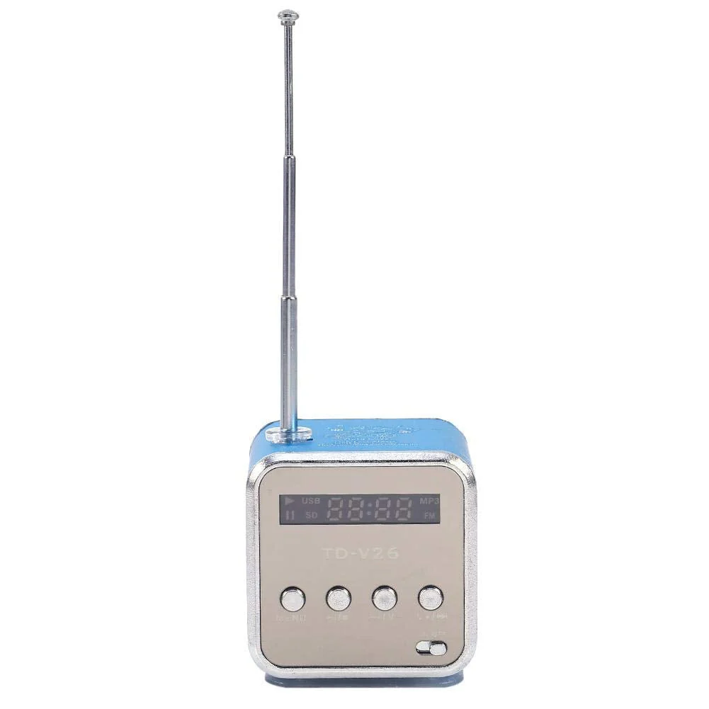 Yoidesu TD-V26 Portable Mini Speaker Music Player FM Radio Battery Powered Mini Digital Display Screen Speaker Music Player for Computer&Cell Phone Support TF Card and U Disk (Blue) - Image 6