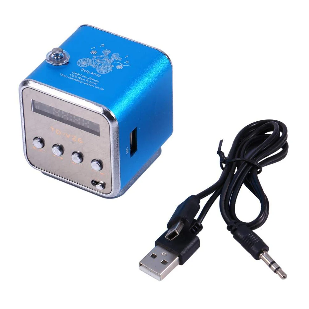 Yoidesu TD-V26 Portable Mini Speaker Music Player FM Radio Battery Powered Mini Digital Display Screen Speaker Music Player for Computer&Cell Phone Support TF Card and U Disk (Blue) - Image 7