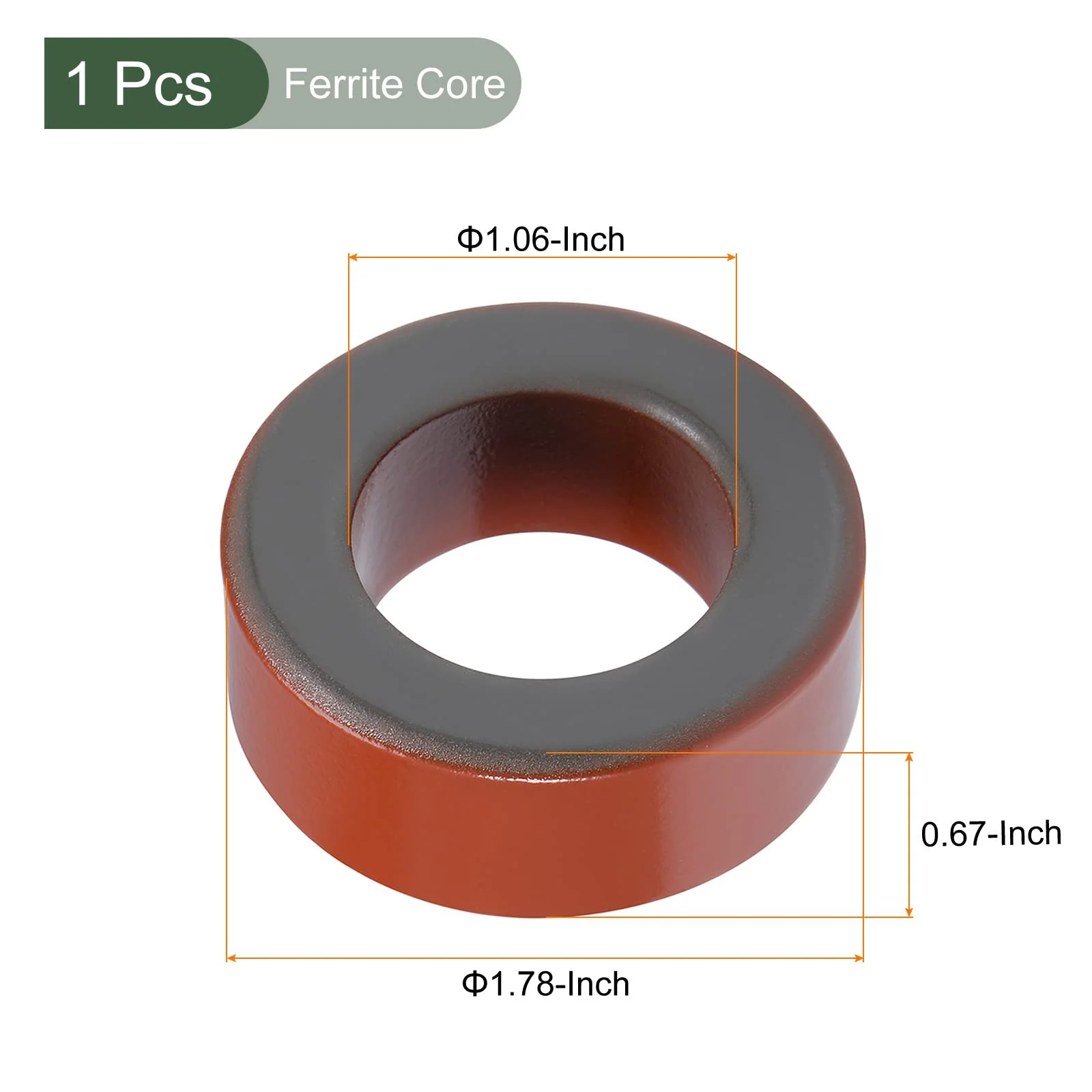 YOKIVE Toroid Core Ferrite Choke Ring Iron Powder Inductor Ferrite Ring Good for Power Transformers (Red Grey 40.5 mm x 23.5 mm x 14.7 mm) - Image 2