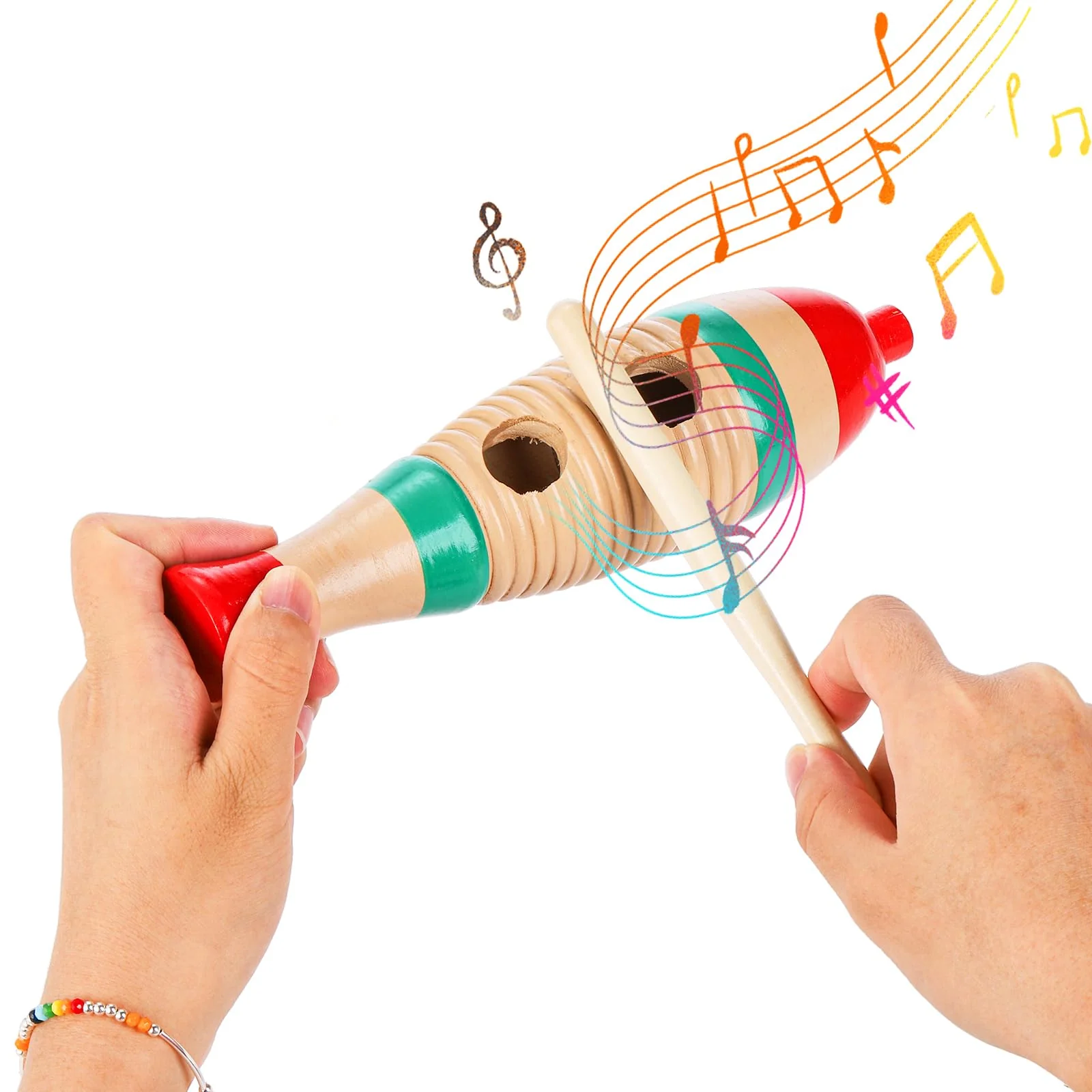 Yopay 4 Pack Guiro Instrument Fish Shaped, Latin Percussion Instrument for Kids, Colorful Wooden Musical Instruments with Rhythm Sticks for Girls, Boys, Adults, Educational Early Learning - Image 3