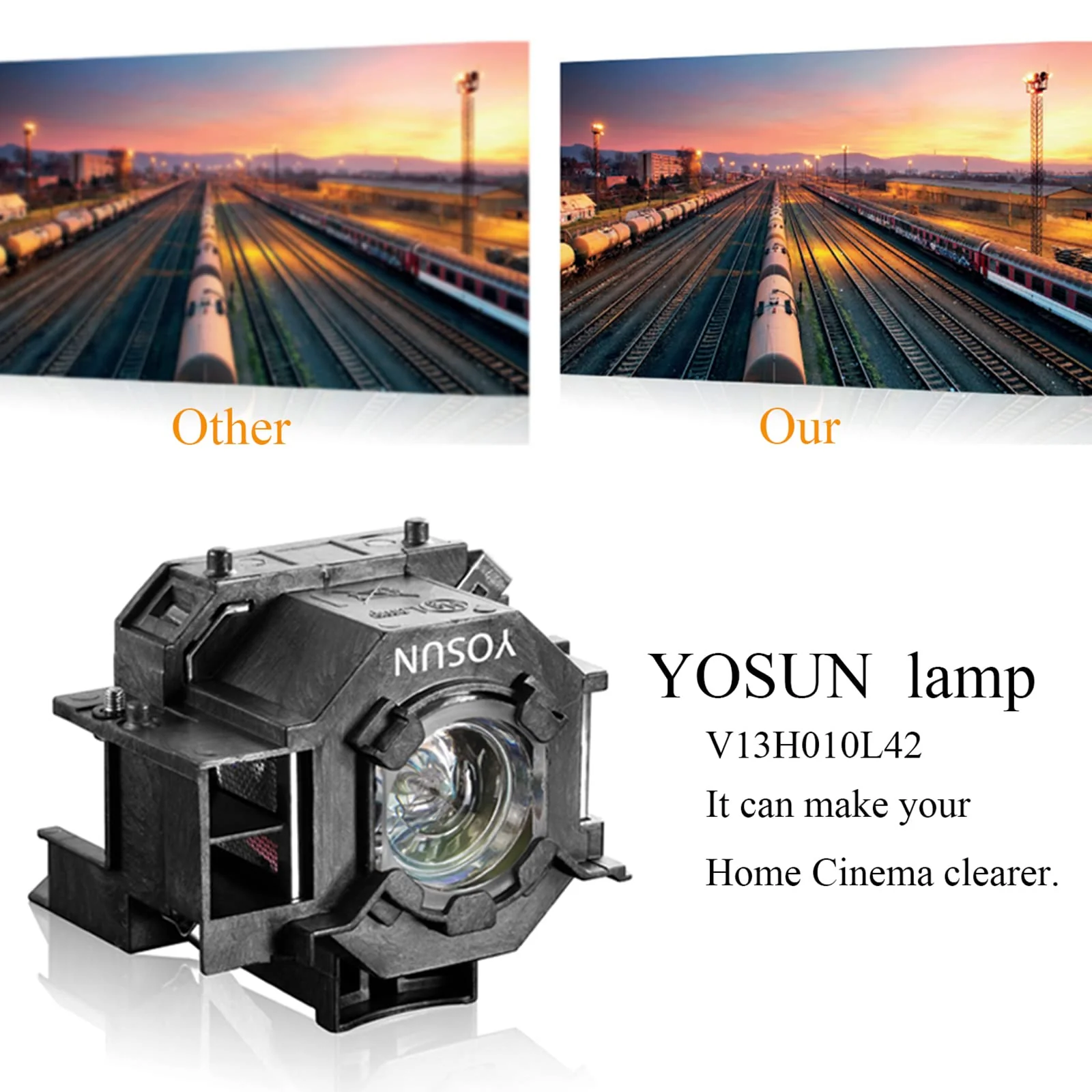 YOSUN v13h010l42 Projector Bulb for Epson-Elplp42 PowerLite Home Cinema 83 83+ 83c 83v 410w ex90 emp-83h h330a Replacement Projector Lamp Bulb LP42 - Image 3